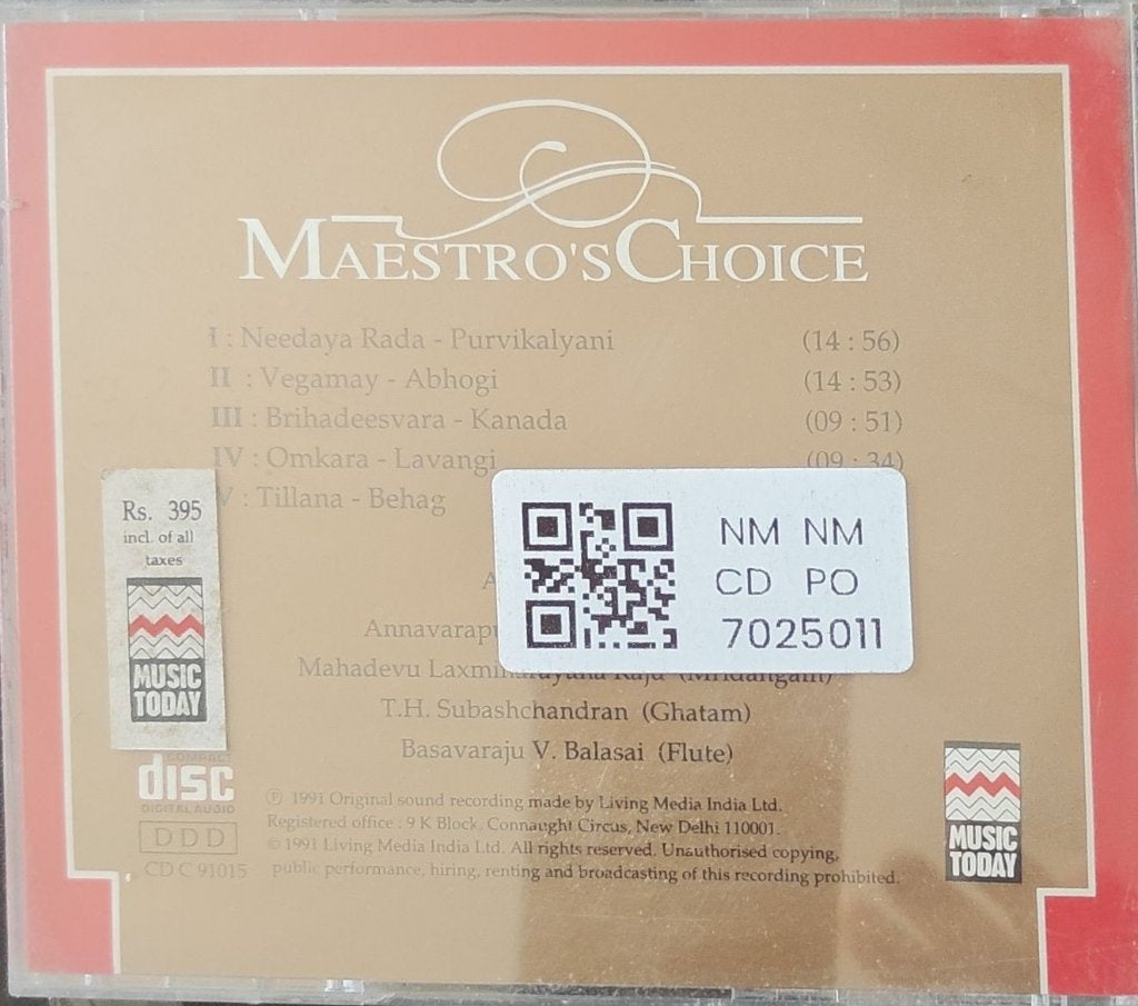 M. Balamurali Krishna - Maestro's Choice Series One (CD)