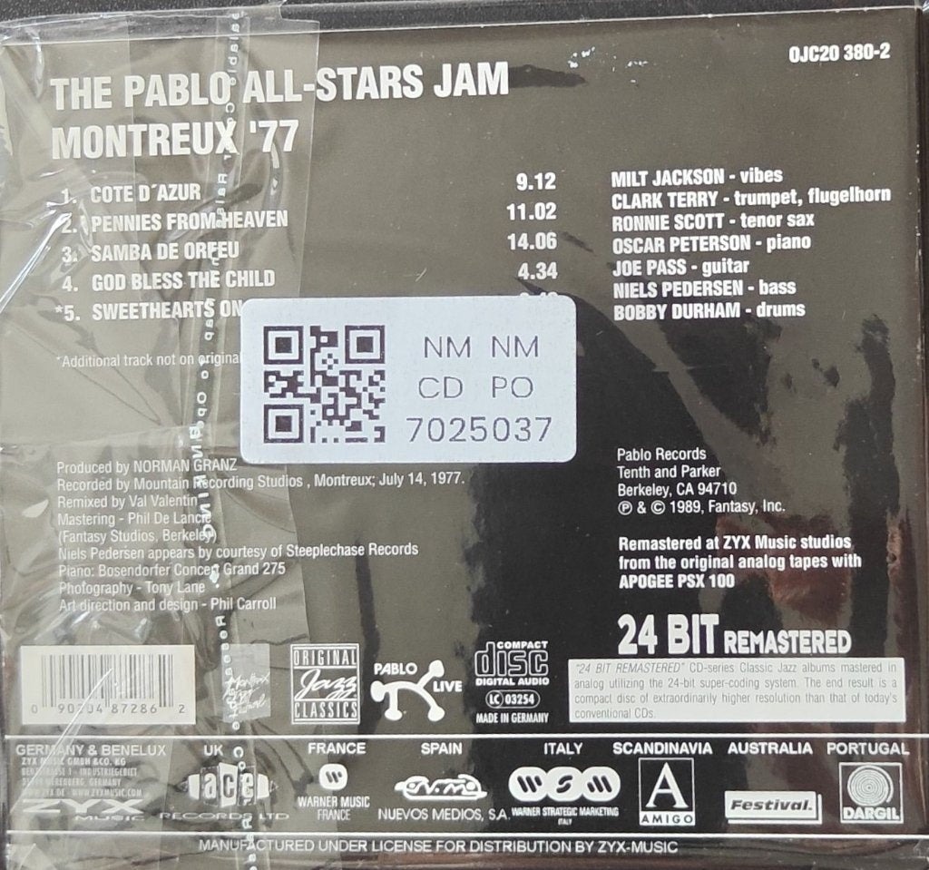 Oscar Peterson, Milt Jackson, Clark Terry, Ronnie Scott, Joe Pass, Niels Pedersen, Bobby Durham - The Pablo All-Stars Jam Montreux '77 (CD)