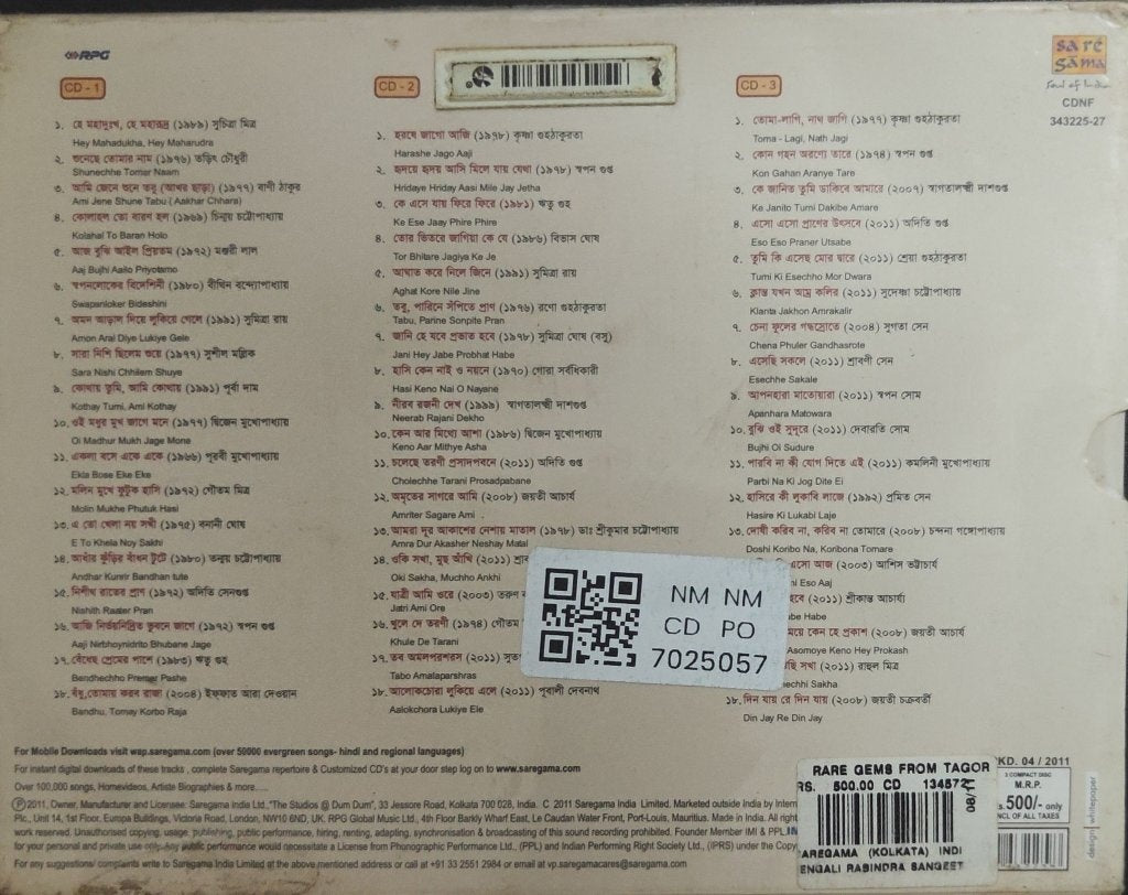 Rabindranath Tagore - Rare Gems from Tagore (CD) (3)