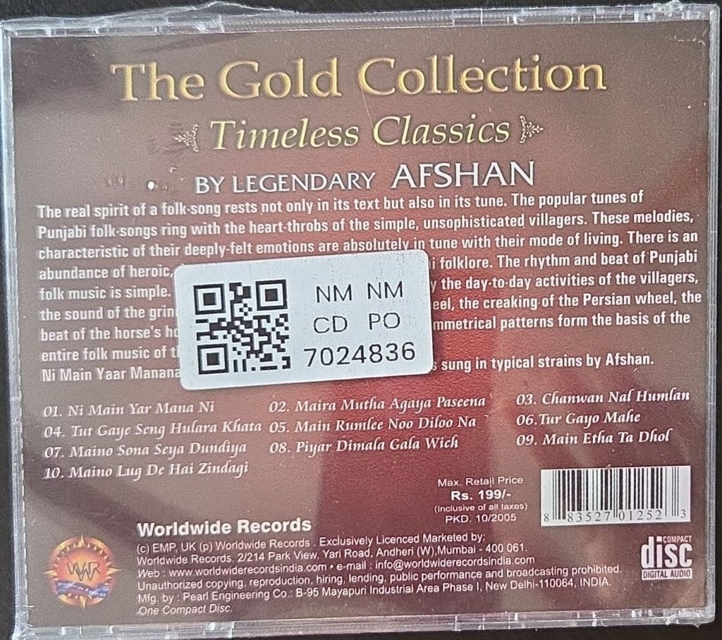 Legendary Afshan - The Gold Collection - Timeless Classics Ni Main Yar Manana Ni (CD)