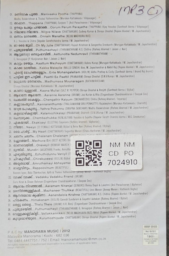 Vidyasagar - Thappana & Fresh Hits (MP3) (CD)