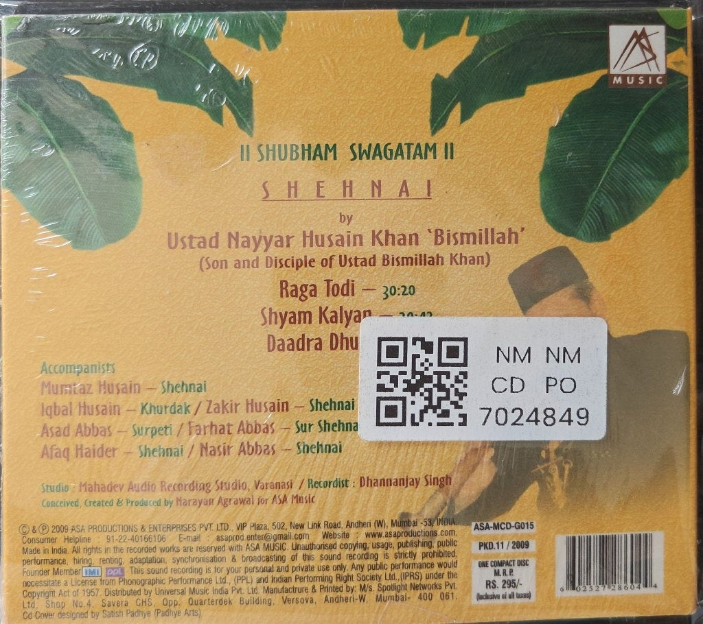Ustad Nayyar Husain Khan 'Bismillah' - Shubham Swagatam (CD)