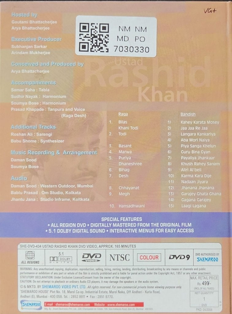 Ustad Rashid Khan - Close & Personal with The Gurus of Bandish (Music-DVD)