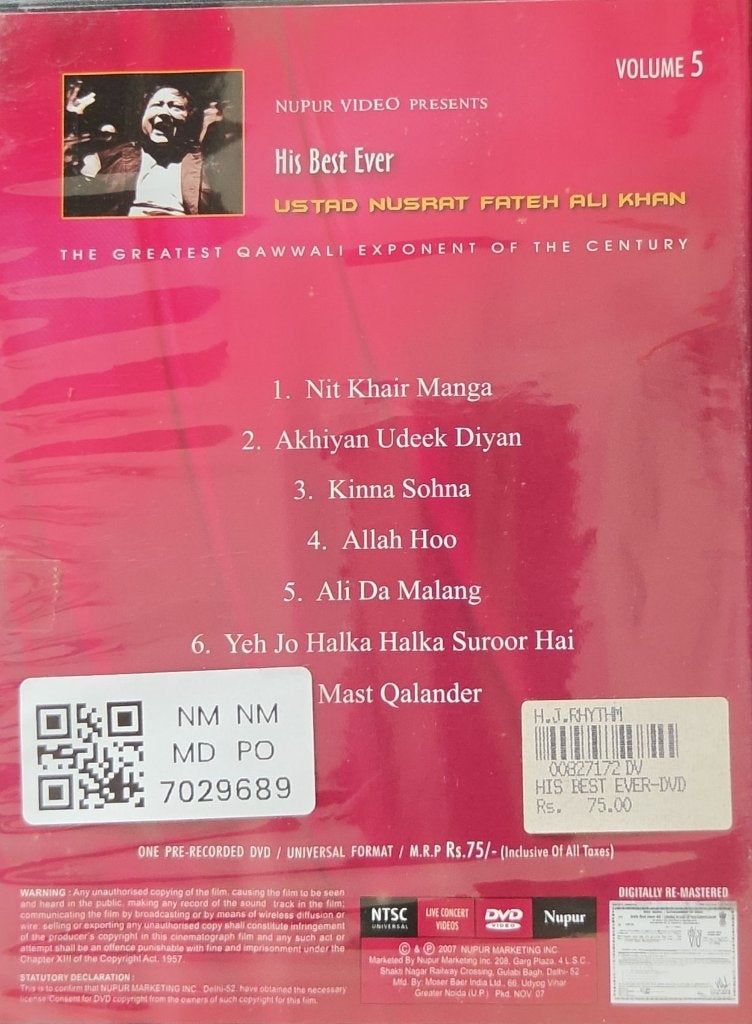 Ustad Nusrat Fateh Ali Khan - His Best Ever (Music-DVD)