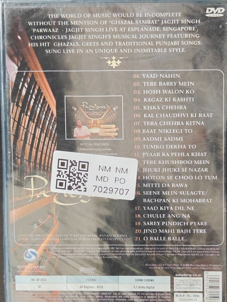 Jagjit Singh - Parwaaz - Live at the Esplanade, Singapore (Music-DVD)