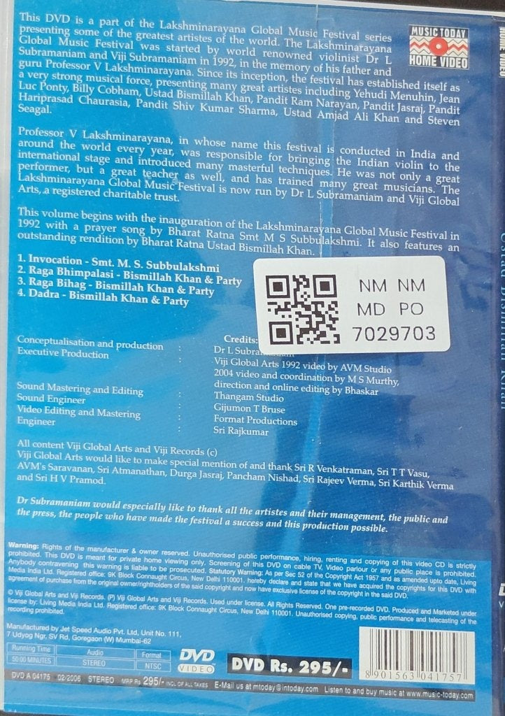 M S Subbulakshmi, Bismillah Khan - Lakshminarayana Global Music Festival (Music-DVD)