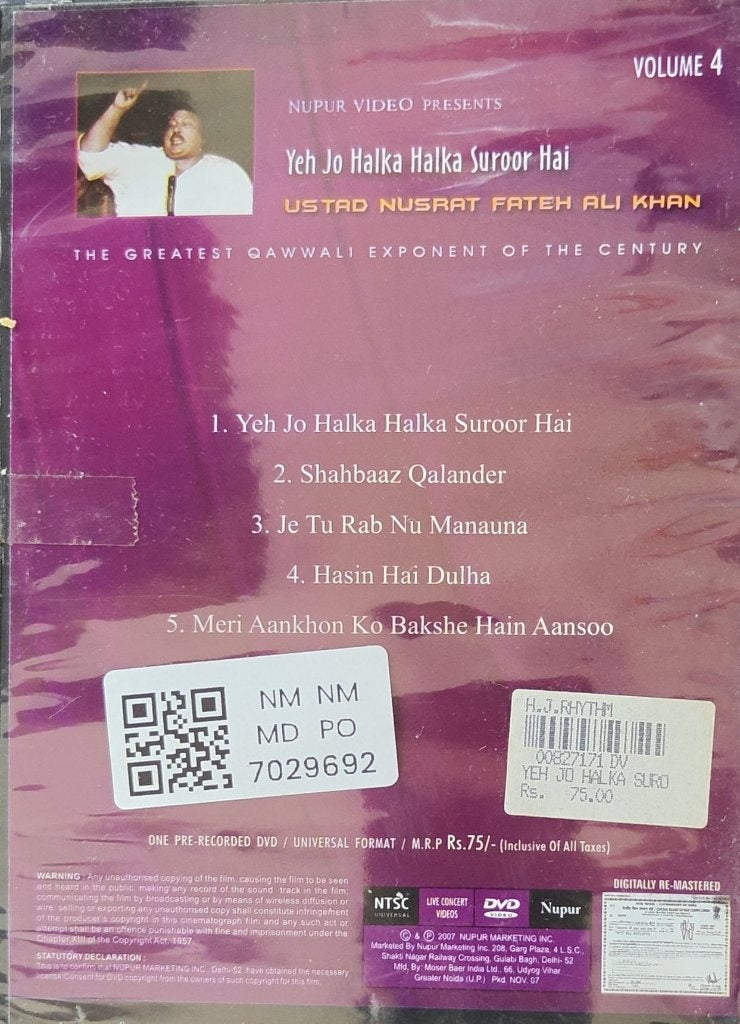 Ustad Nusrat Fateh Ali Khan - Yeh Jo Halka Halka Suroor Hai (Music-DVD)