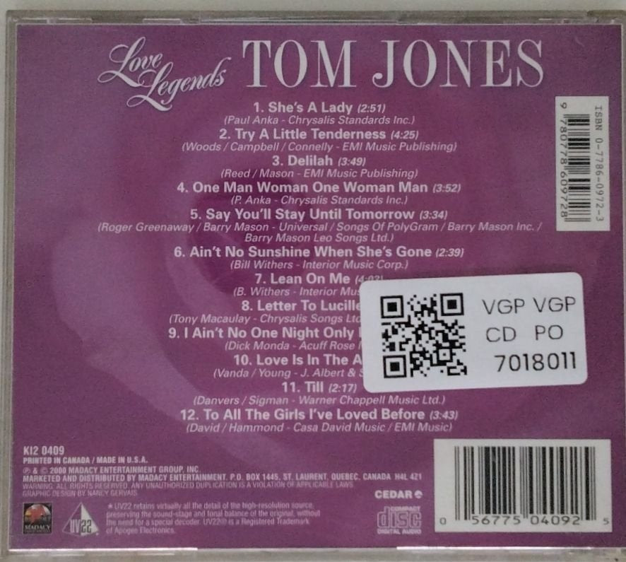 Tom Jones - Love Legends (CD)