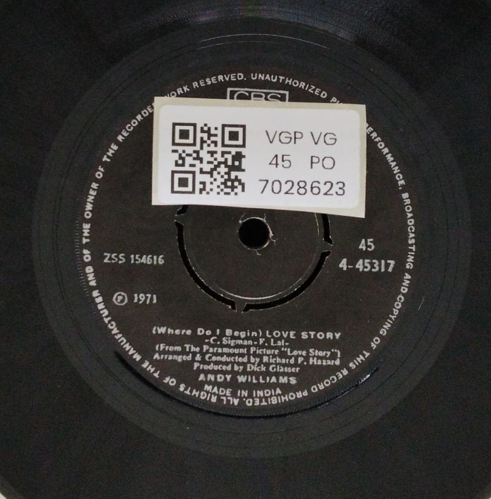 Andy Williams - Something / (Where Do I Begin) Love Story (45-RPM)