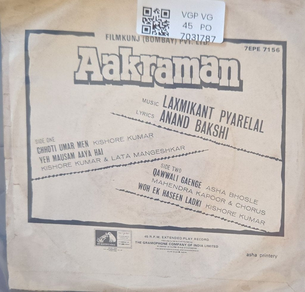 Laxmikant Pyarelal - Aakraman (45-RPM)
