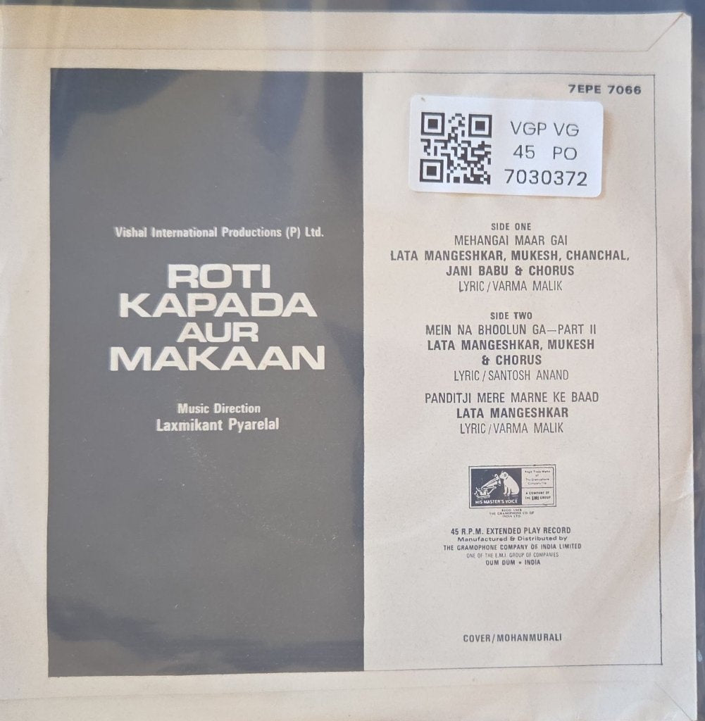 Laxmikant Pyarelal - Roti Kapada Aur Makaan (45-RPM)