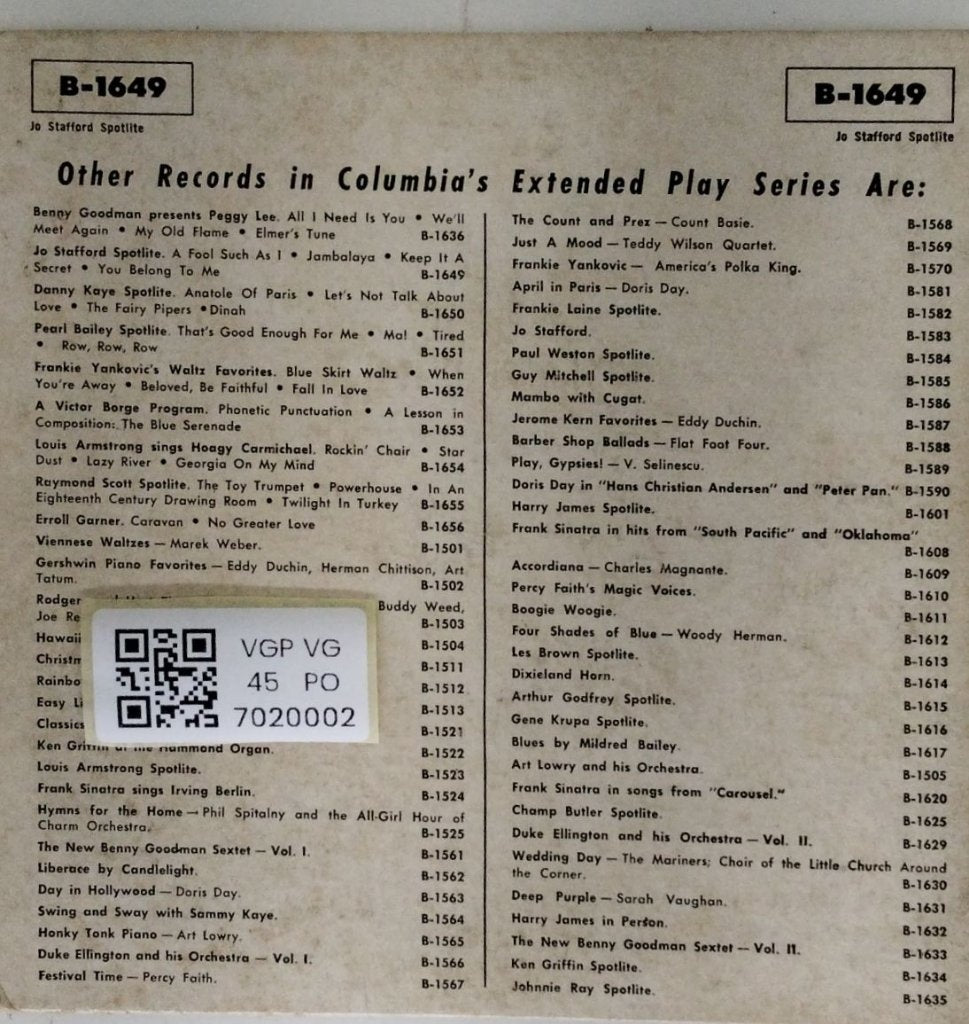 Jo Stafford - Spotlite (45-RPM)
