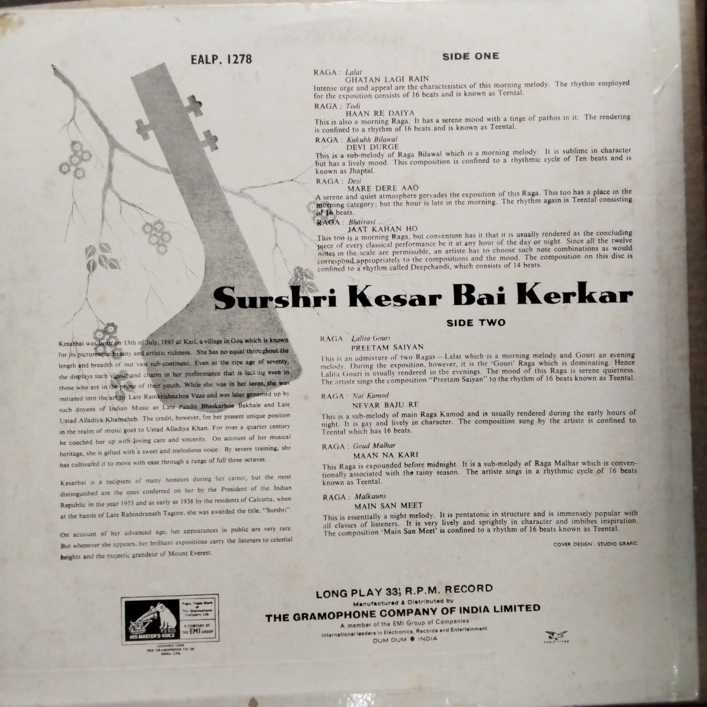 Surshri Kesar Bai Kerkar* - Raga Lalat / Raga Malkauns (Vinyl)