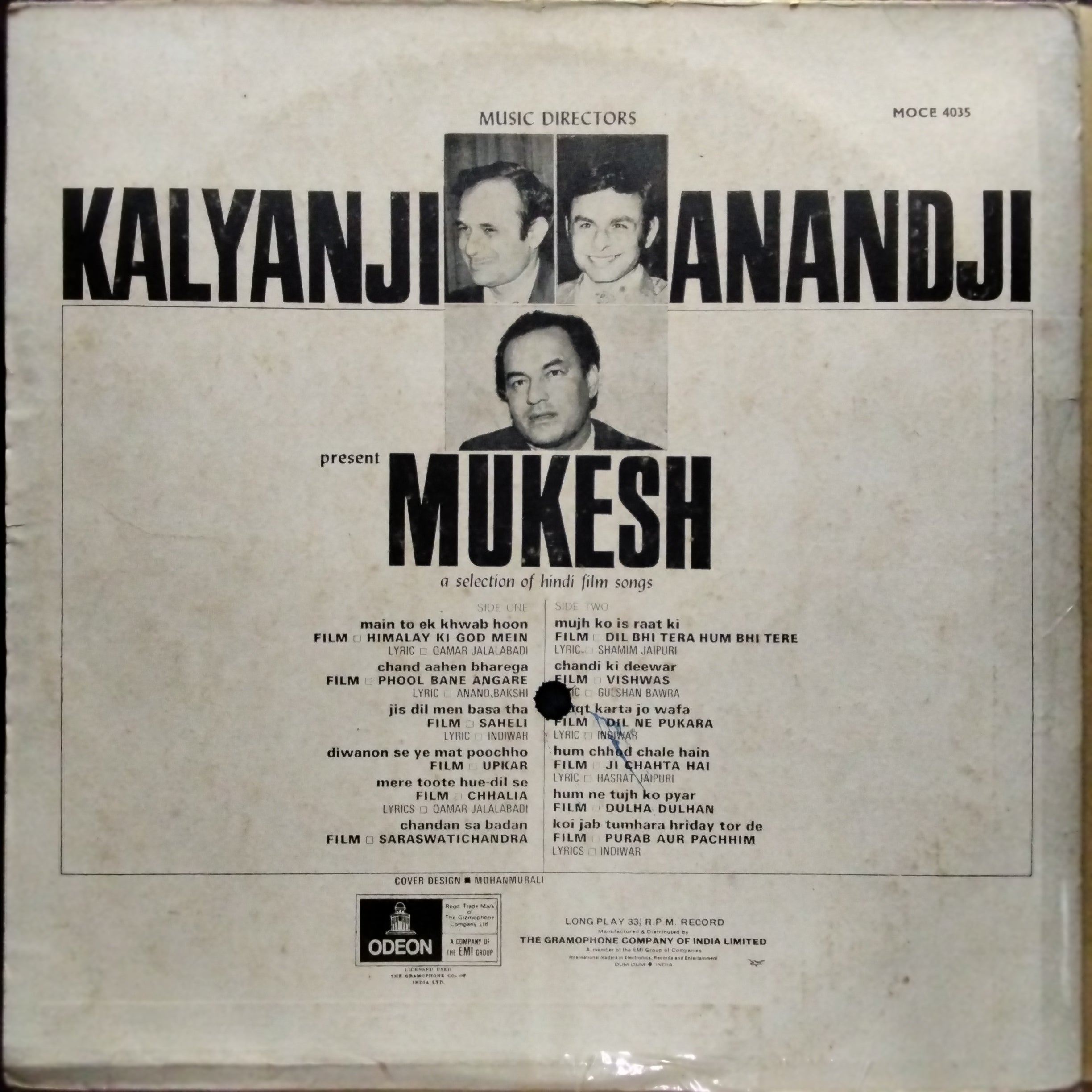 Kalyanji Anandji* Present Mukesh  - A Selection Of Hindi Film Songs (Vinyl)
