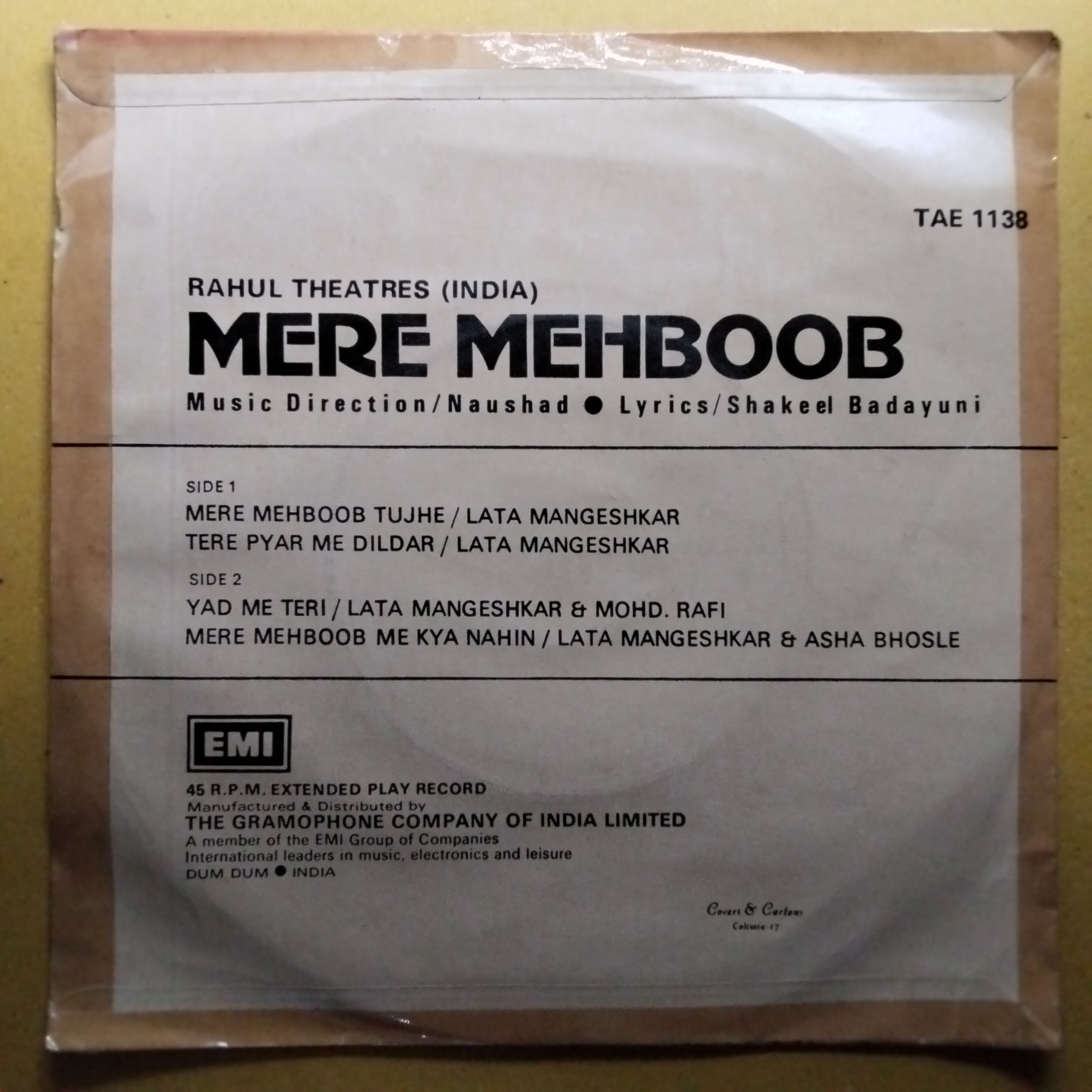 Naushad  - Mere Mehboob (45-RPM)