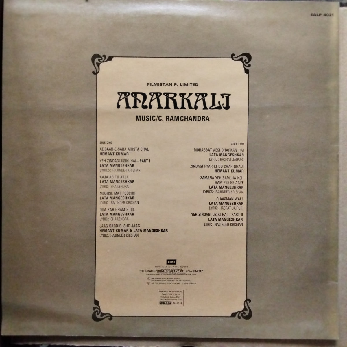 C. Ramchandra - Anarkali (Vinyl)