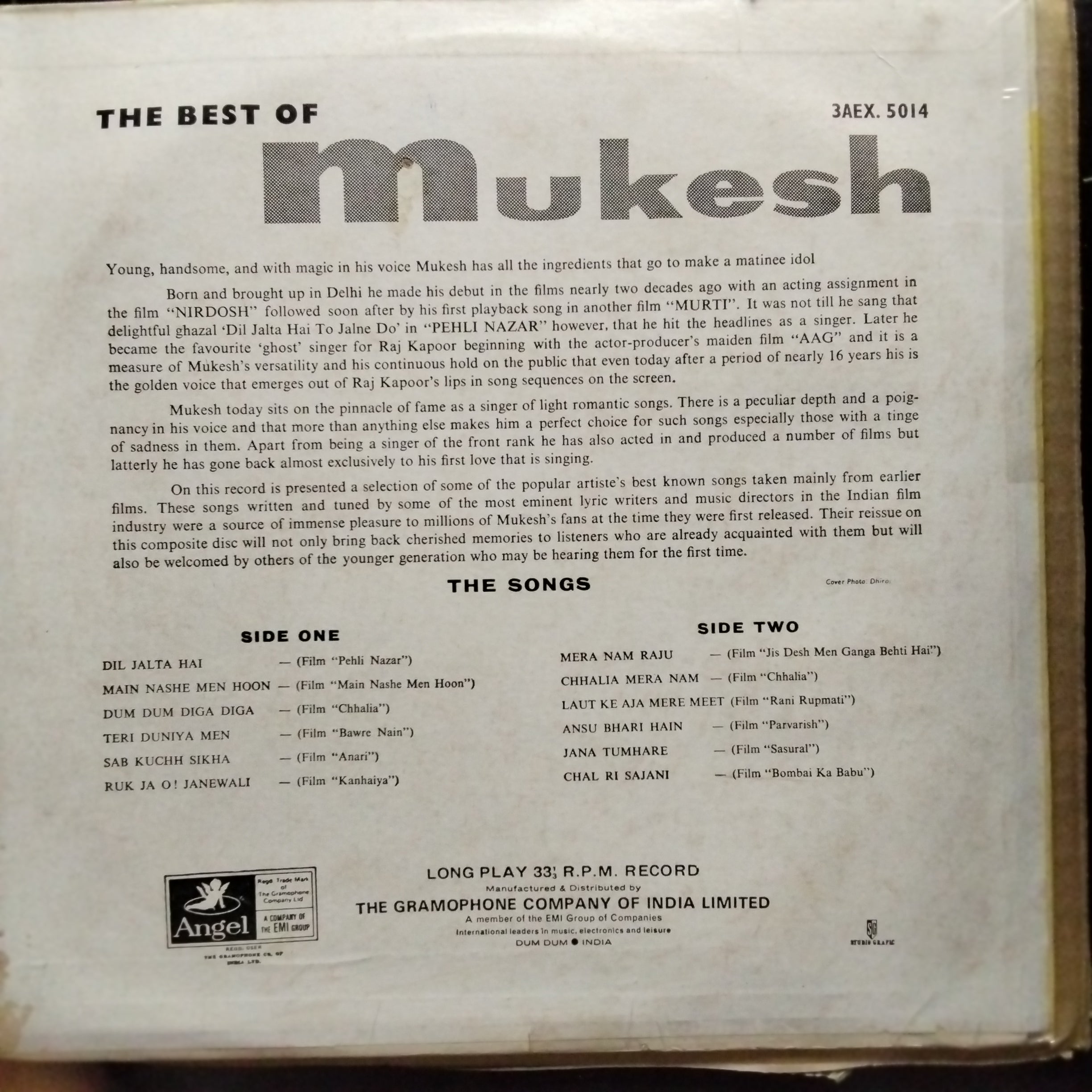 Mukesh  - The Best Of Mukesh (Vinyl)
