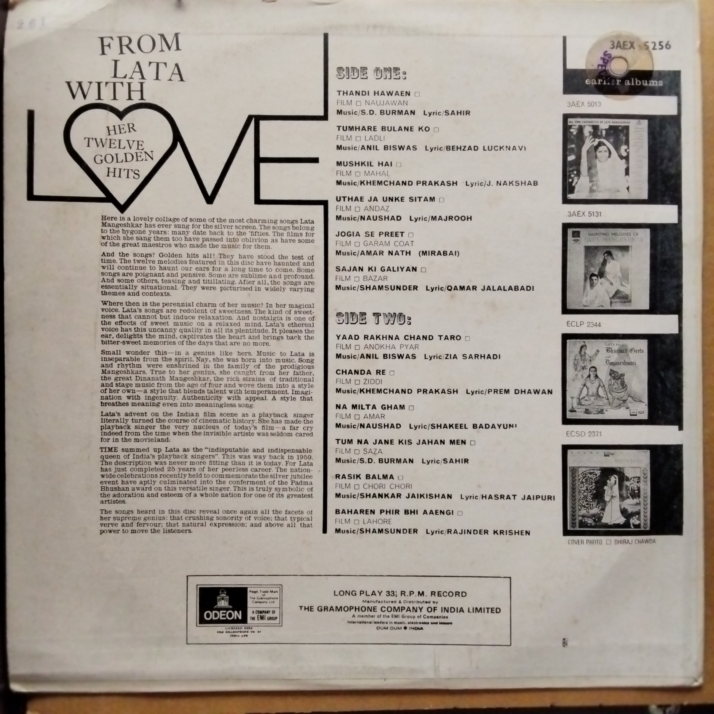 Lata - From Lata With Love - Her Twelve Golden Hits (Vinyl)