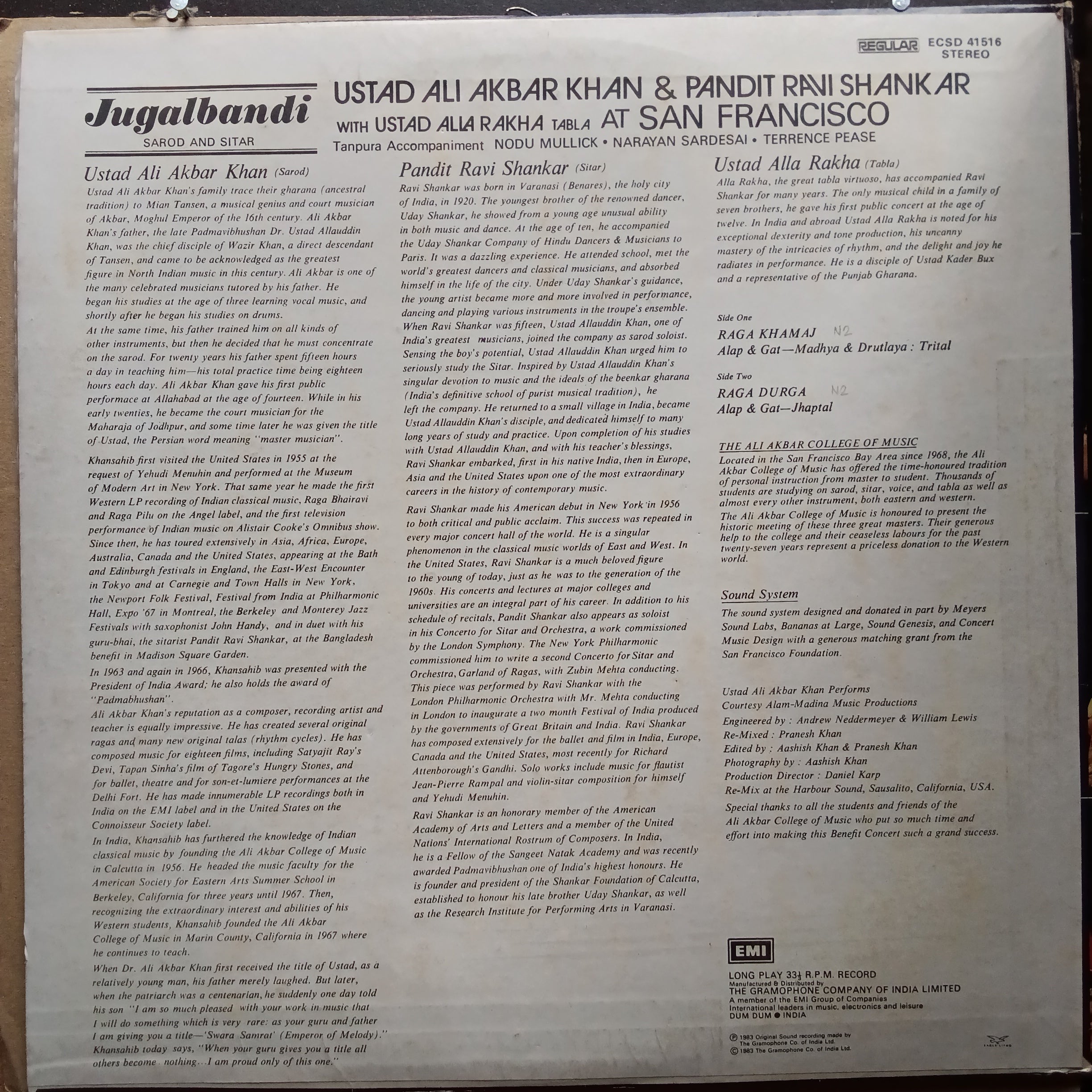 Ali Akbar Khan & Ravi Shankar - At San Fancisco (Vinyl)