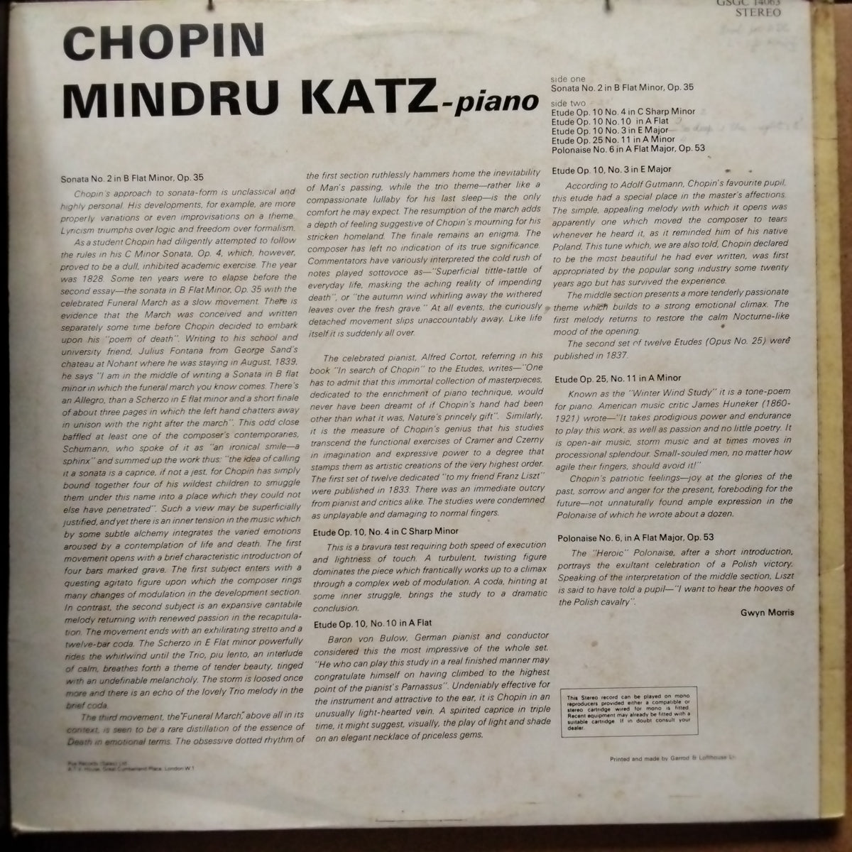 Mindru Katz - Chopin Recital (Vinyl)