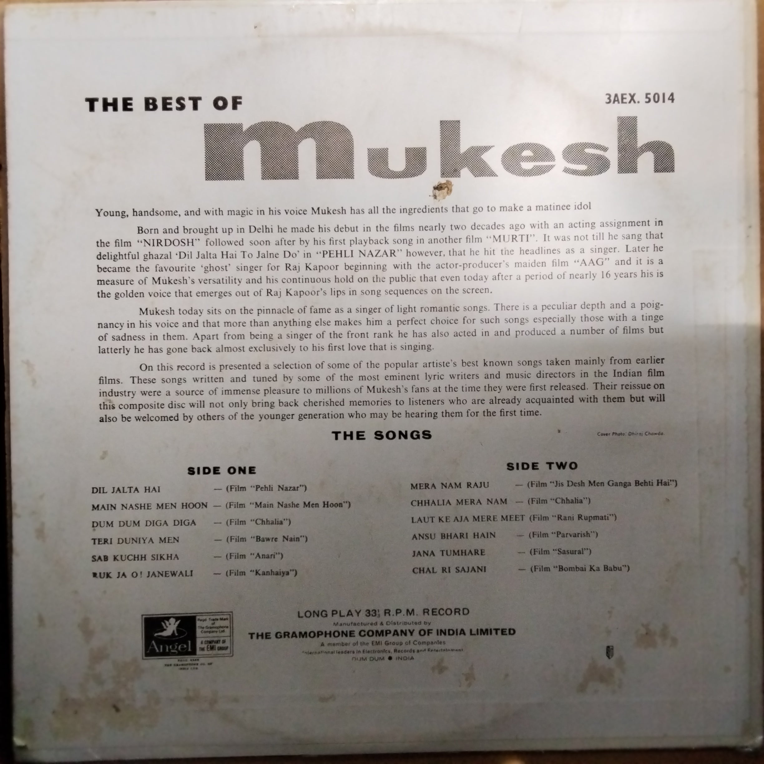 Mukesh  - The Best Of Mukesh (Vinyl)