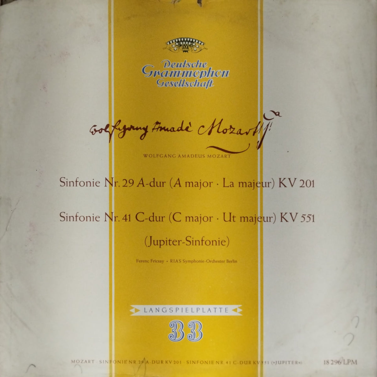Wolfgang Amadeus Mozart - Sinfonie Nr. 29 A-dur, Sinfonie Nr. 41 C-dur (Vinyl)