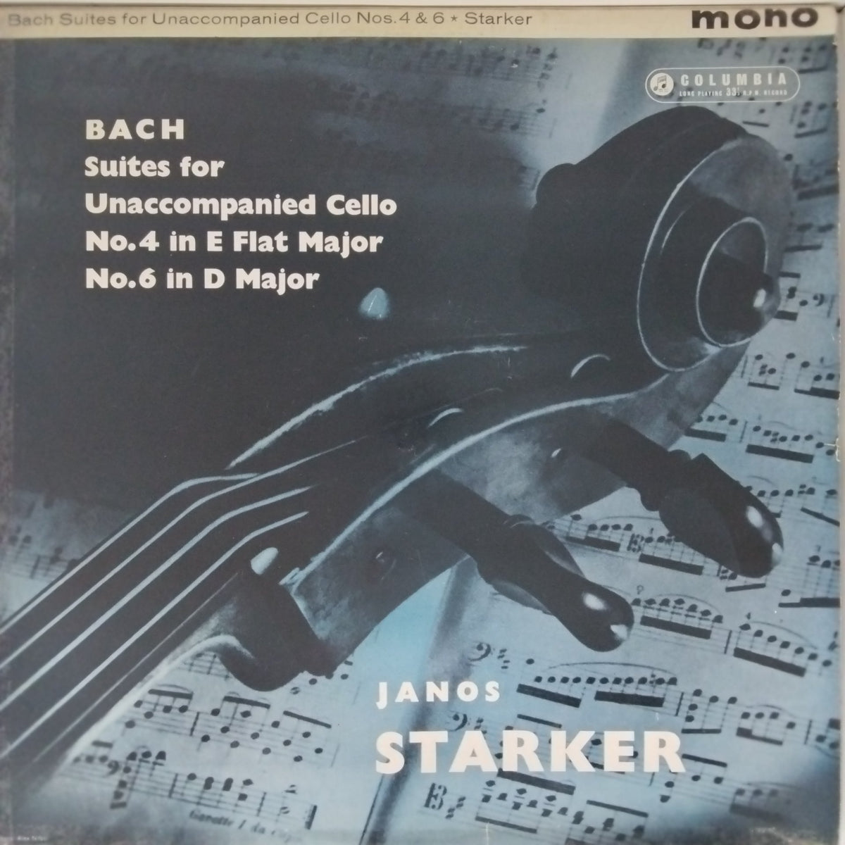 Janos Starker - Suites for Unaccompanied Cello No. 4 in E Flat Major & No. 6 in D Major (Vinyl)