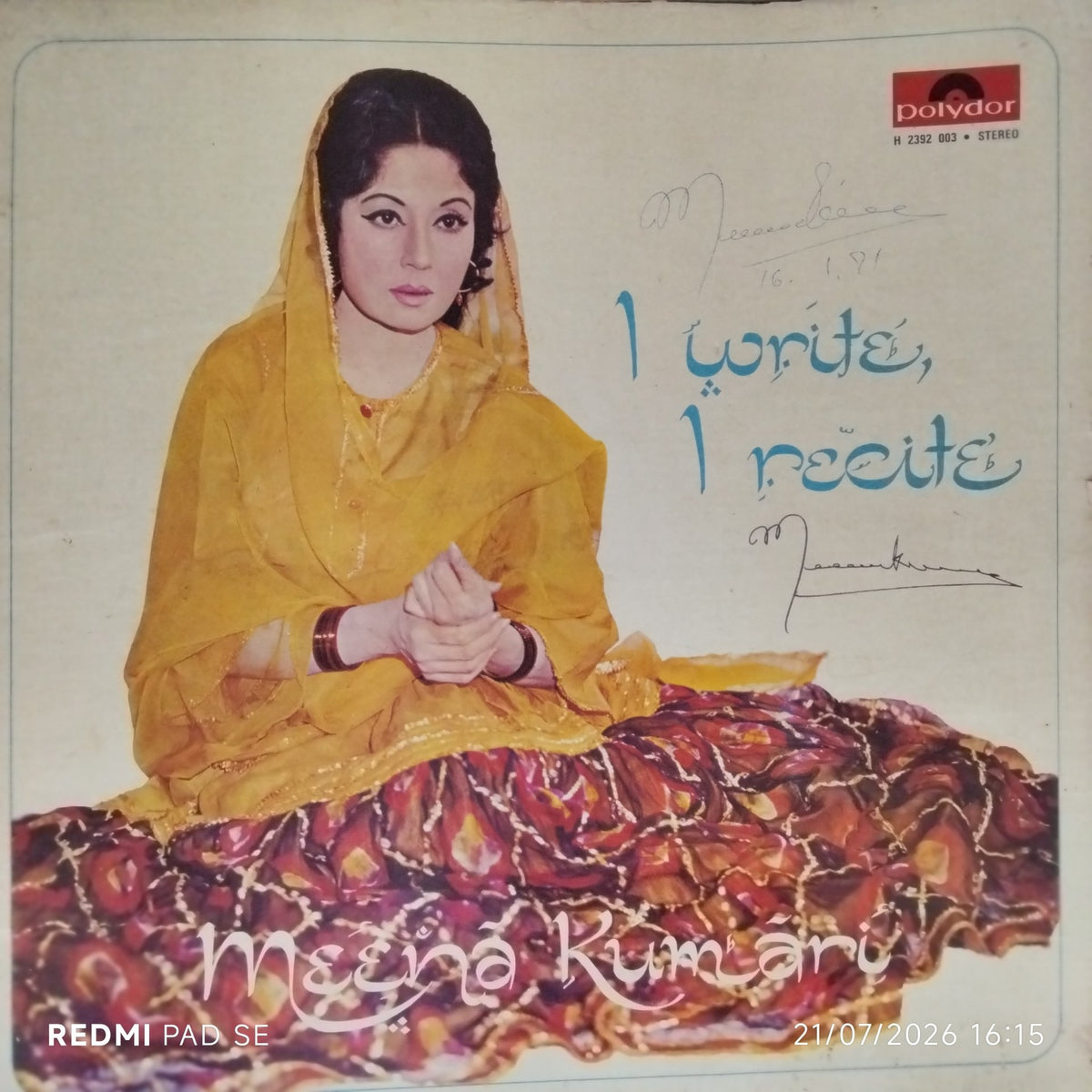 Khyyam, Meena Kumari - I write, I recite (Vinyl)