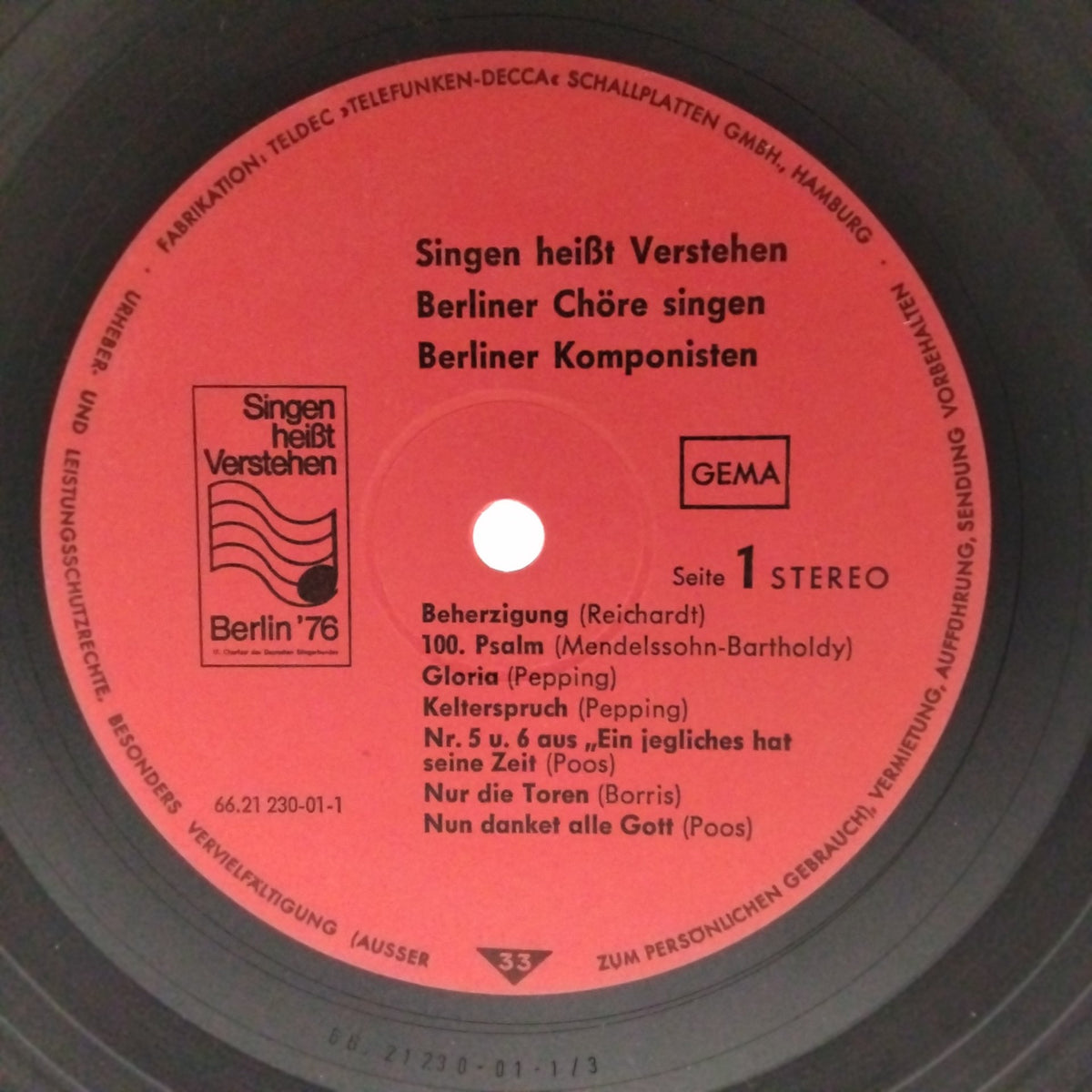 Various - Singen heißt Verstehen Berliner Chöre singen Berliner Komponisten (Vinyl)