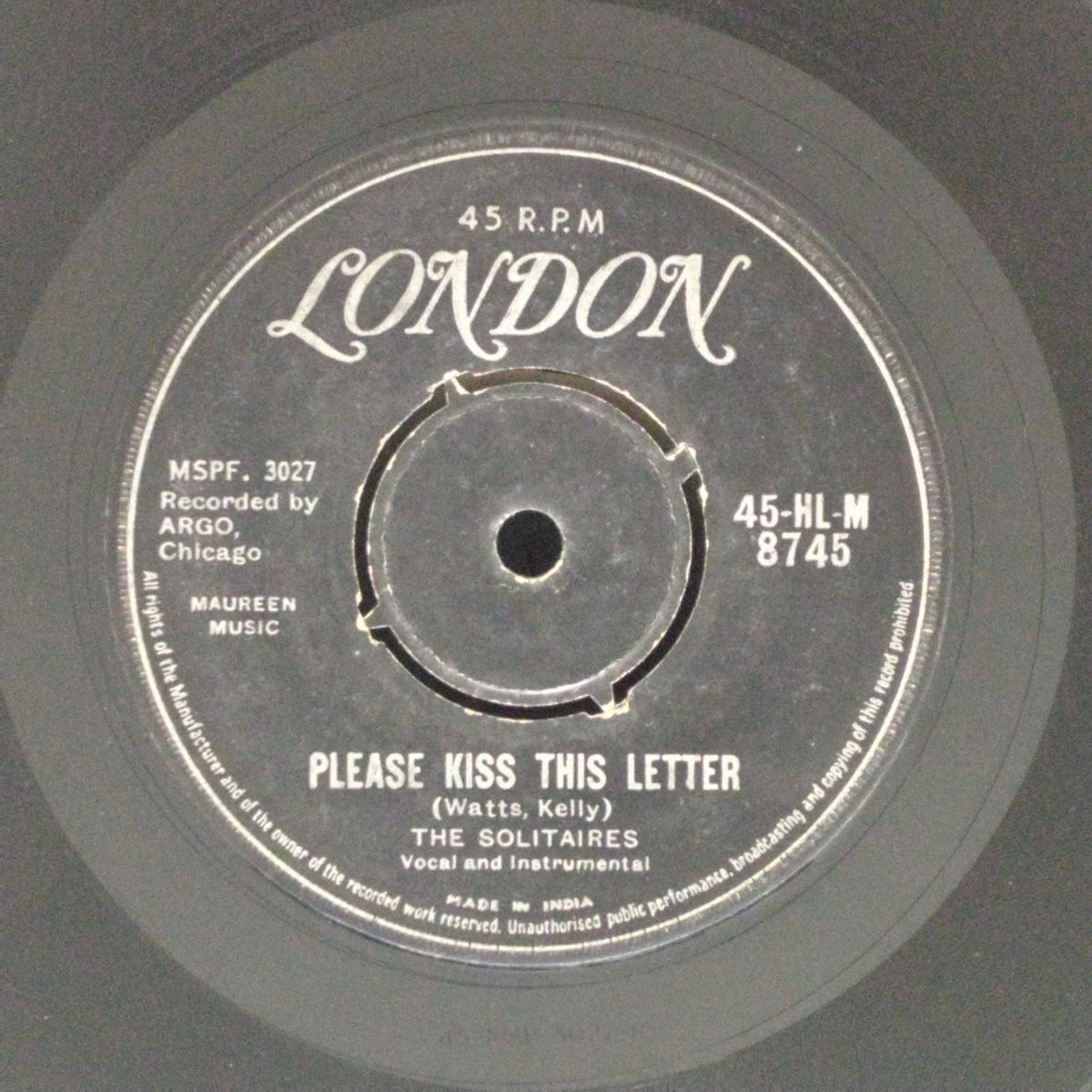 The Solitaires - Please Kiss This Letter (45-RPM)