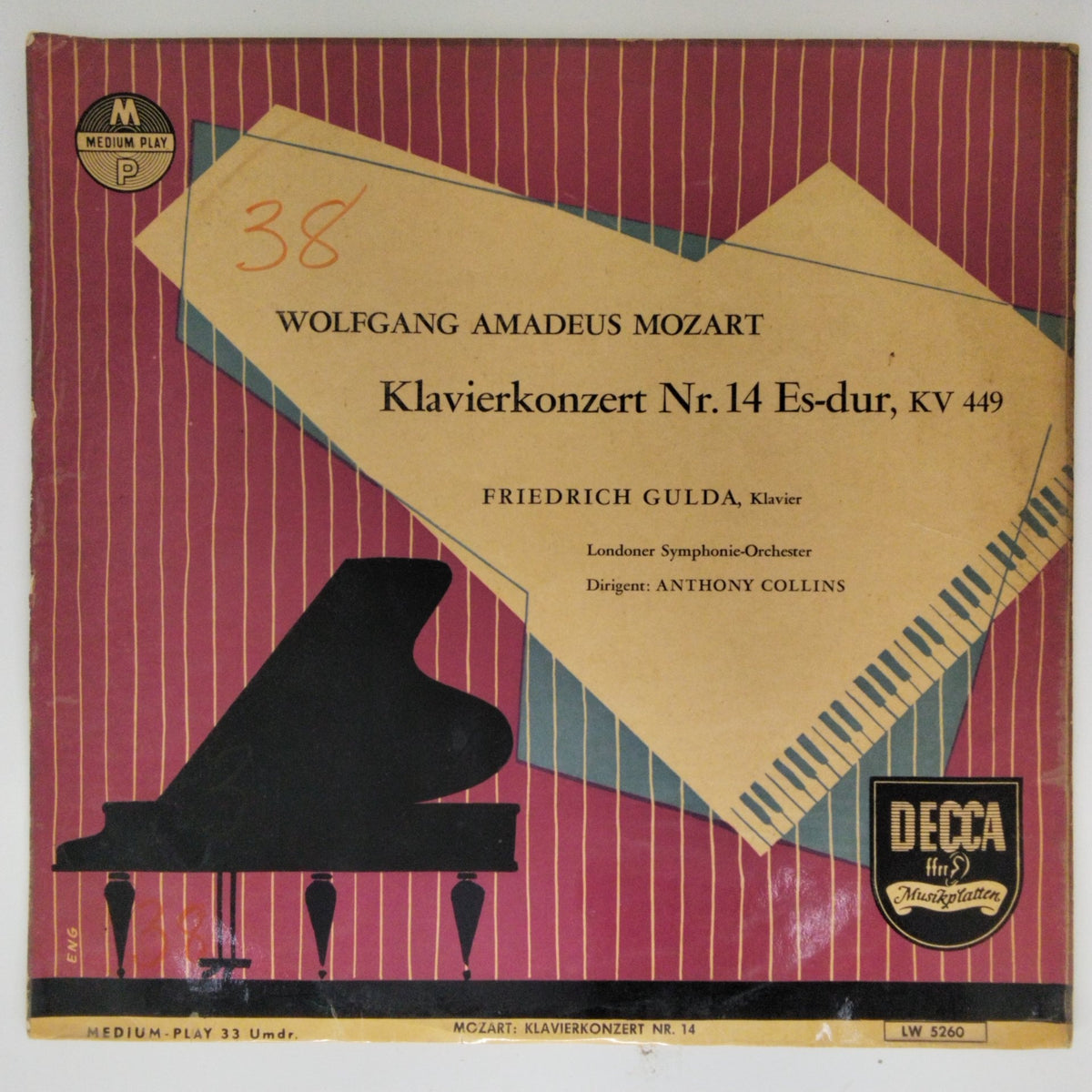 Wolfgang Amadeus Mozart, Friedrich Gulda, Anthony Collins - Klavierkonzert Nr. 14 Es-dur, KV 449 (Vinyl)