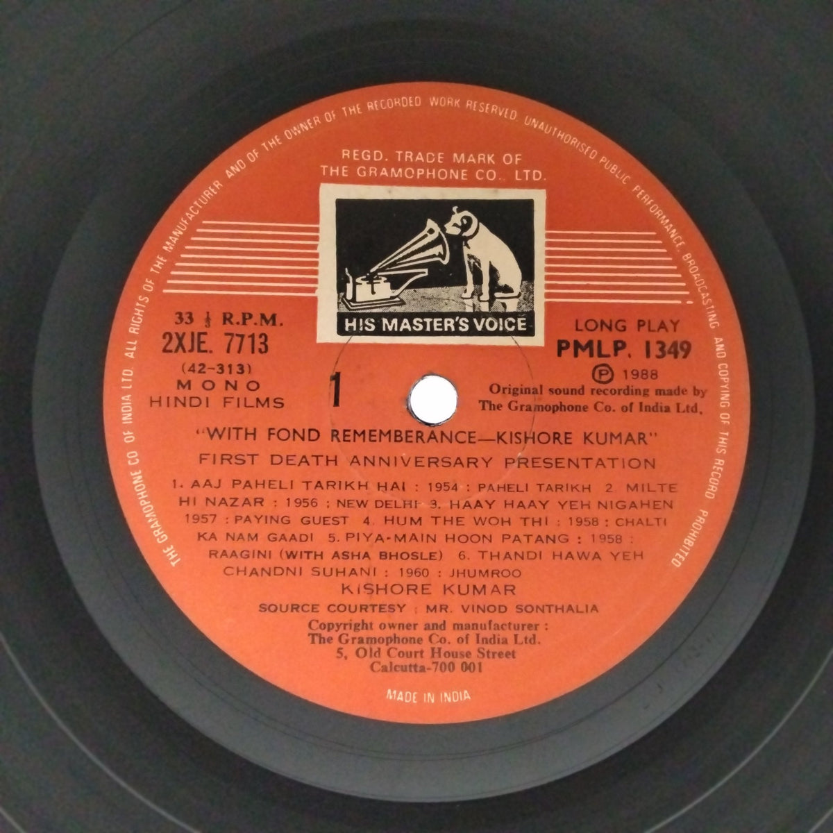 Kishore Kumar - With Fond Remembrance - Kishore Kumar (Vinyl)