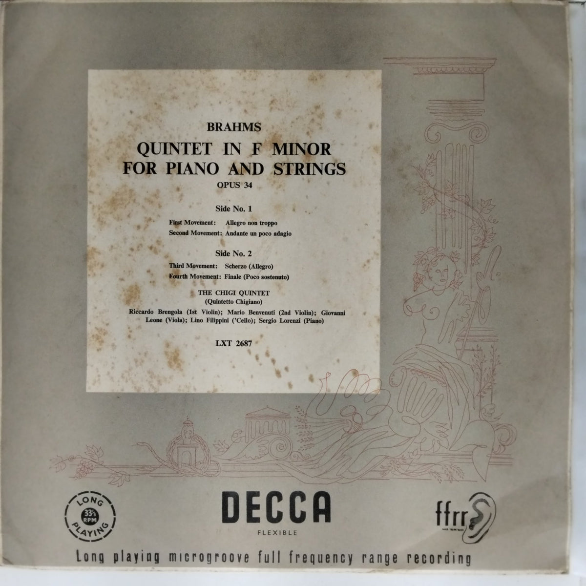 The Chigi Quintet - Quintet in F Minor for Piano and Strings Opus 34 (Vinyl)