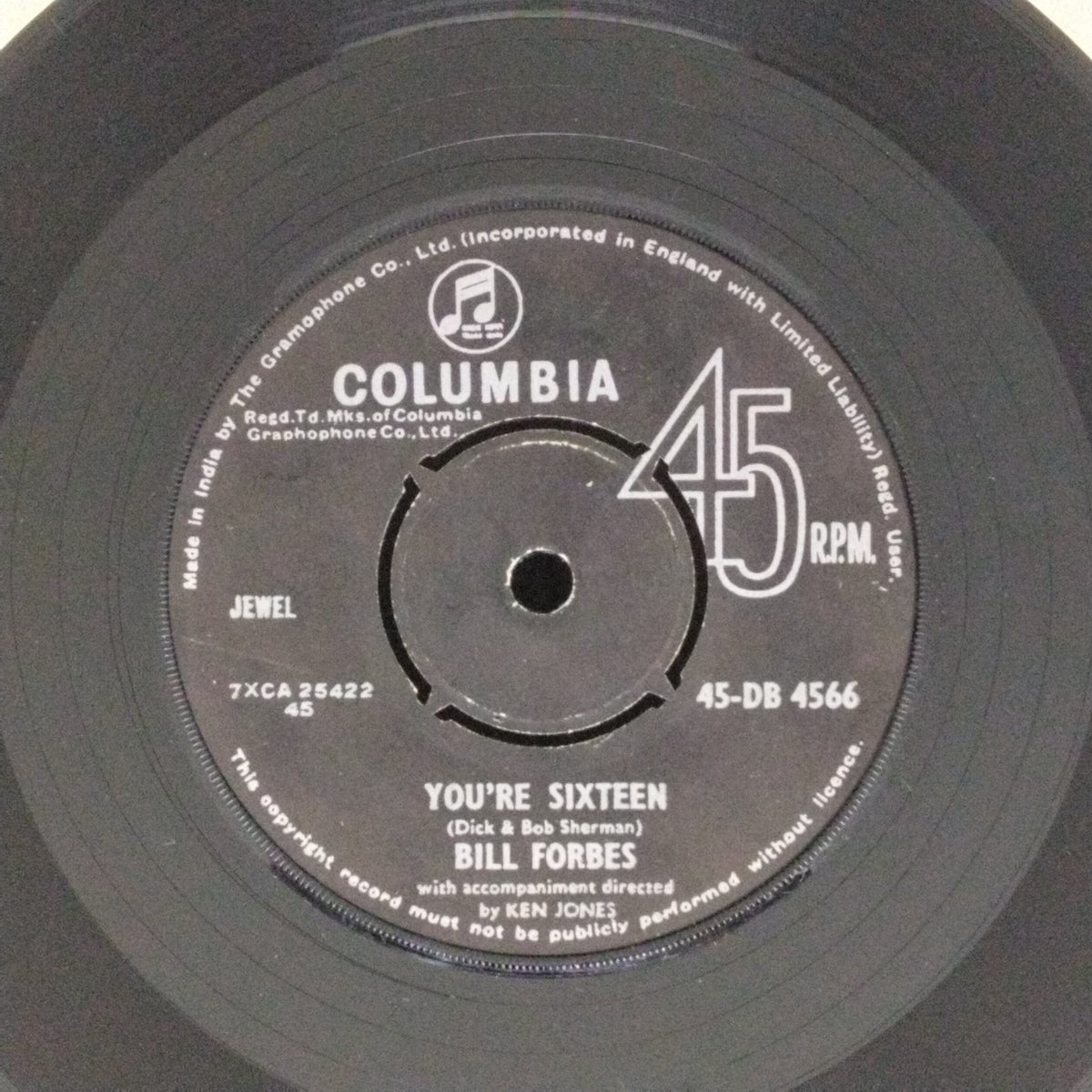 Bill Forbes - You're Sixteen / Backward Child (45-RPM)