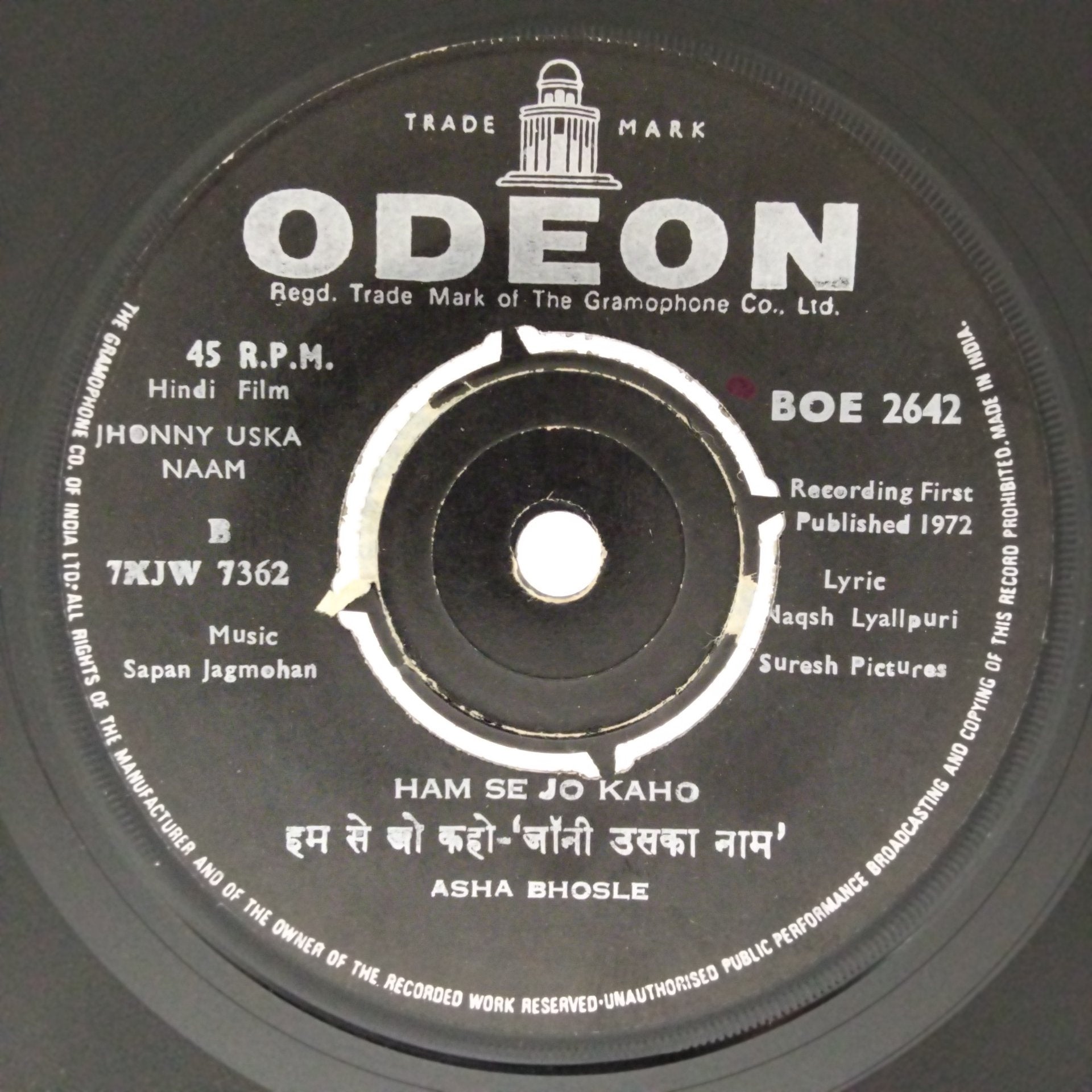 Sapan Jagmohan - Jhonny Uska Naam (45-RPM)