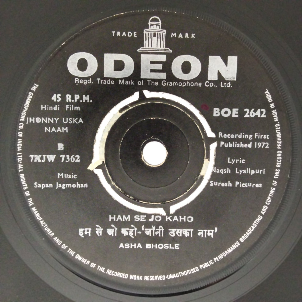 Sapan Jagmohan - Jhonny Uska Naam (45-RPM)