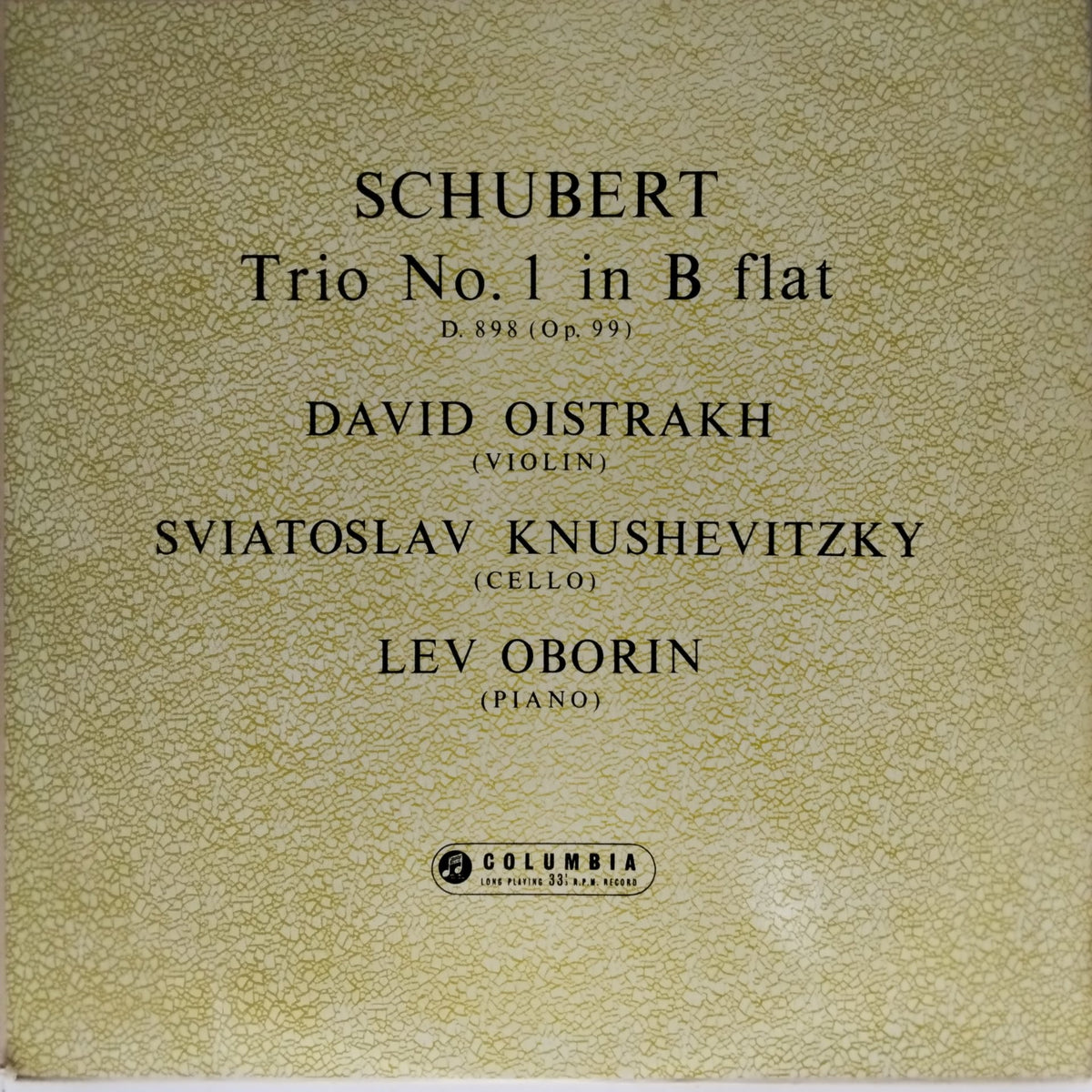 David Oistrakh, Sviatoslav Knushevitzky, Lev Oborin - Schubert Trio No. 1 in B flat (Vinyl)