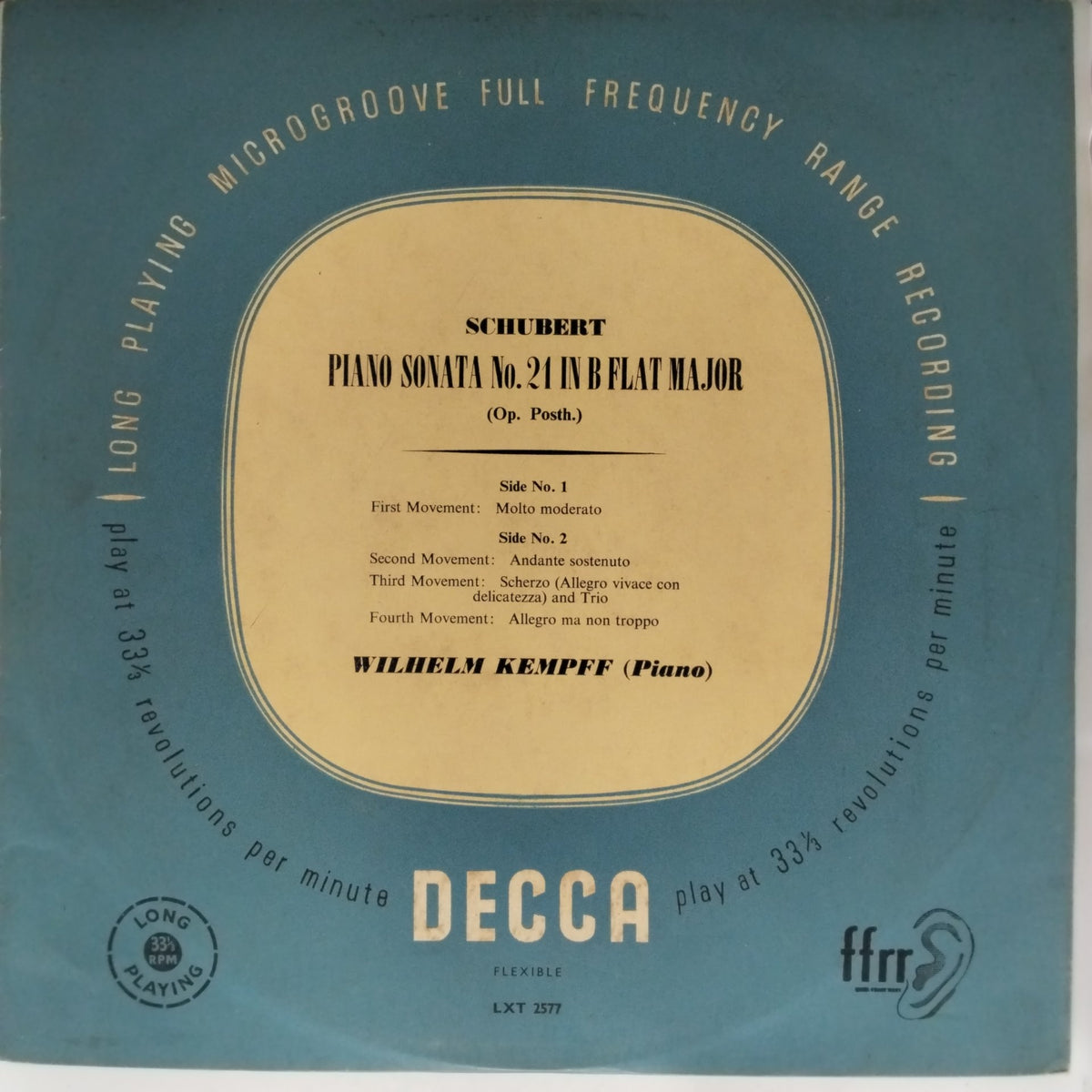 Wilhelm Kempff - Piano Sonata No. 21 in B Flat Major (Op. Posth.) (Vinyl)