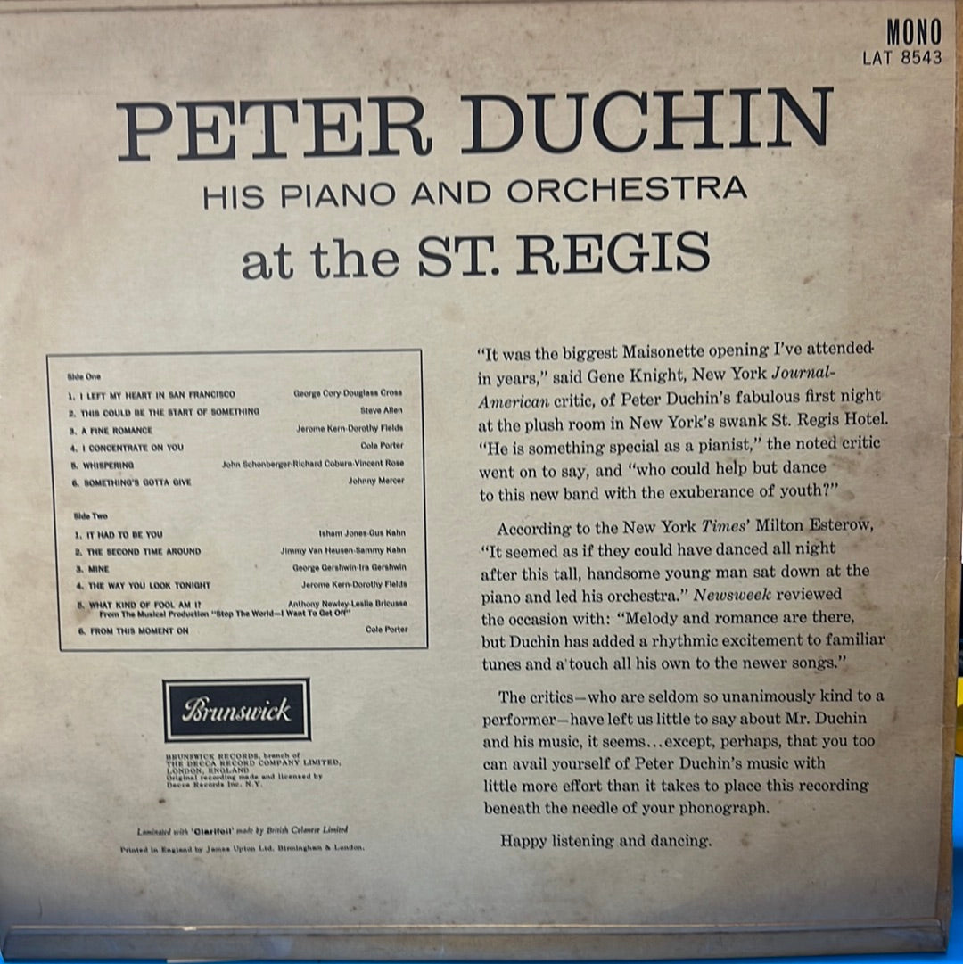 Peter Duchin  - And His Orechstra At The ST. Regis  (Vinyl)