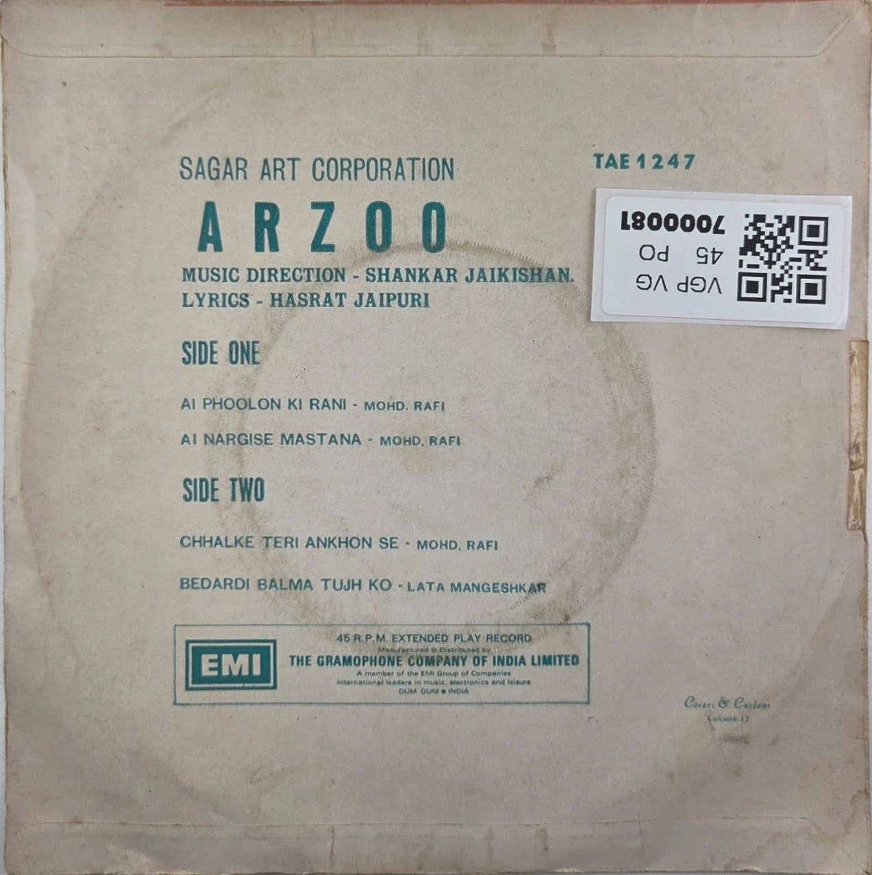 Shankar Jaikishan - Arzoo (45-RPM)