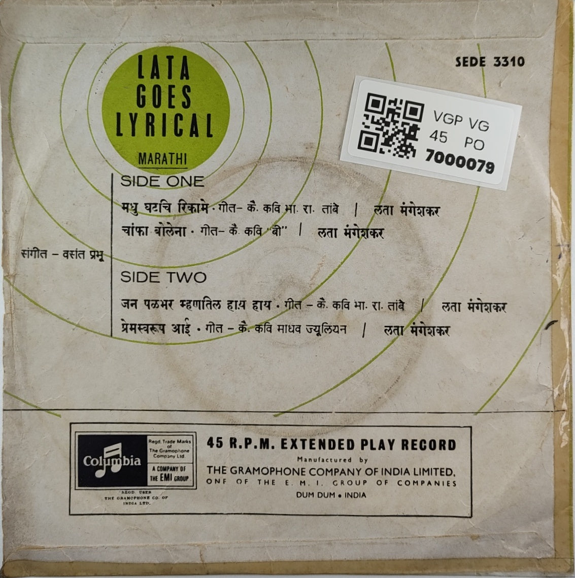 Lata Mangeshkar - Lata Goes Lyrical (45-RPM)