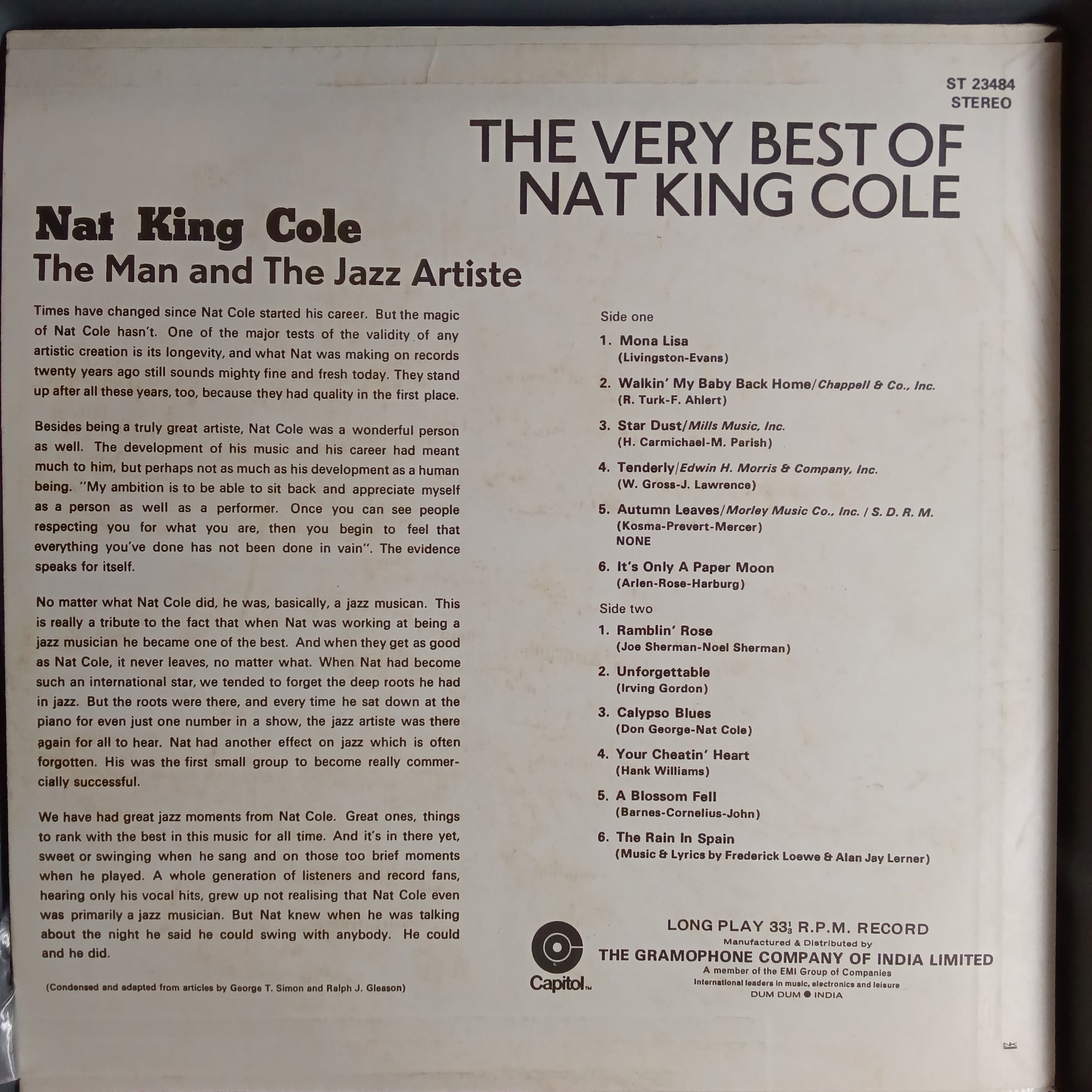 Nat King Cole  - The Very Best Of Nat King Cole  (Vinyl)