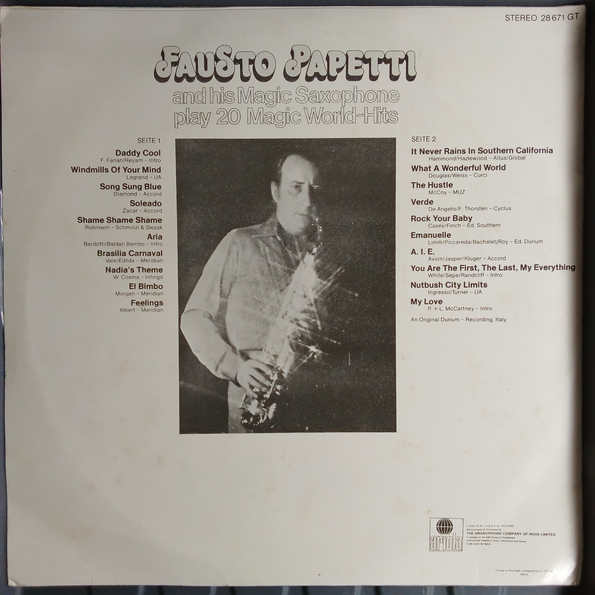 Fasuto Papetti - Fasuto Papetti And His Magic Saxophone Play 20 Magic World Hits (Vinyl)