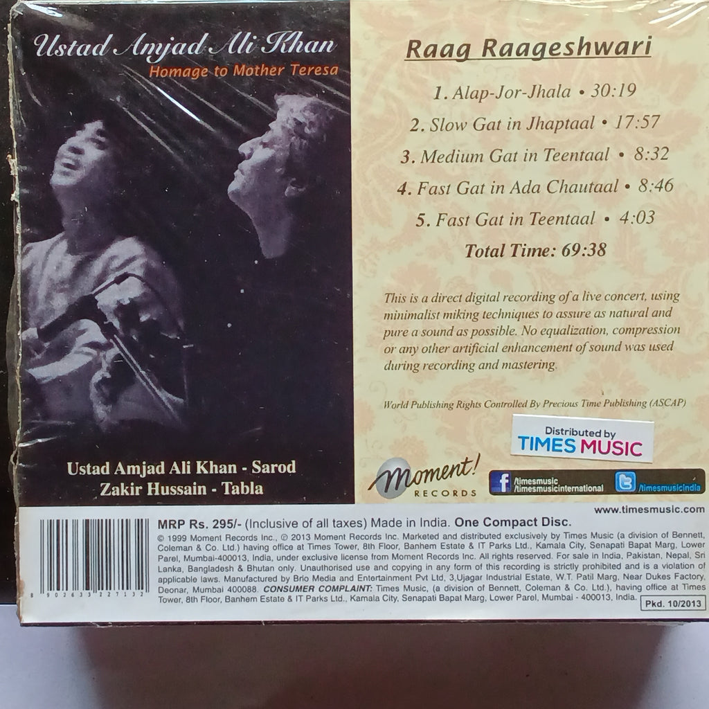 Amjad Ali Khan  - Homage To Mother Teresa  (CD)