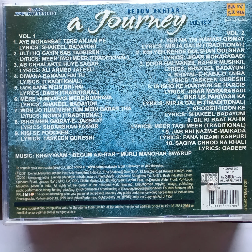 Begum Akhtar  - A Journey - Her Greatest Collection Ever - Vol. 1 & 2 (CD) [2]