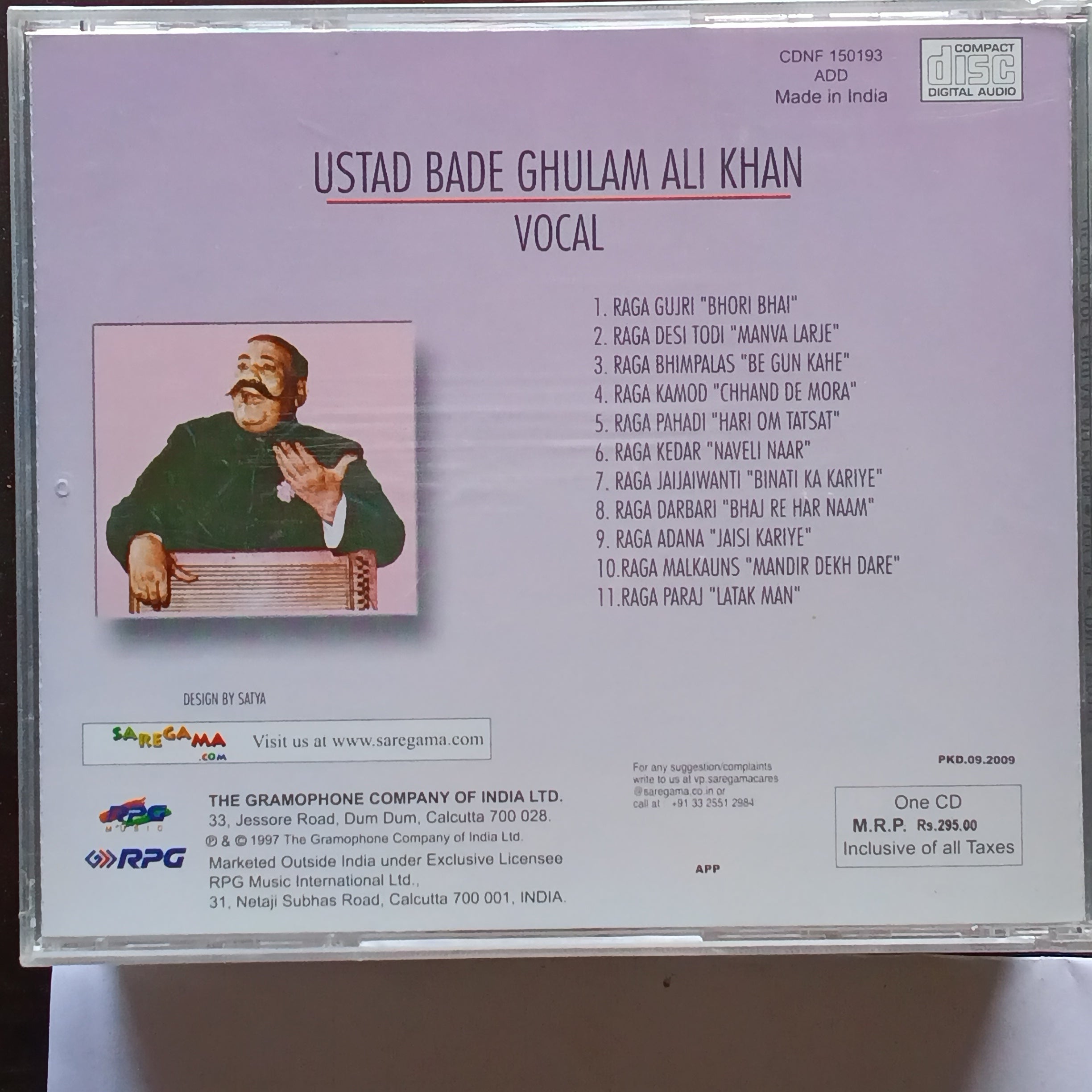 Bade Ghulam Ali Khan  - Vocal (CD)