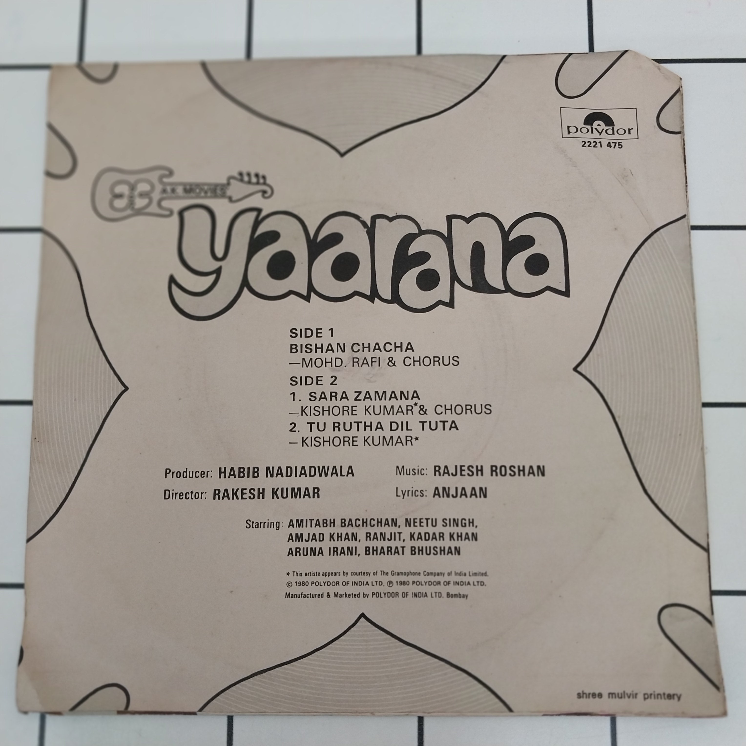 Rajesh Roshan - Yaarana (45-RPM)