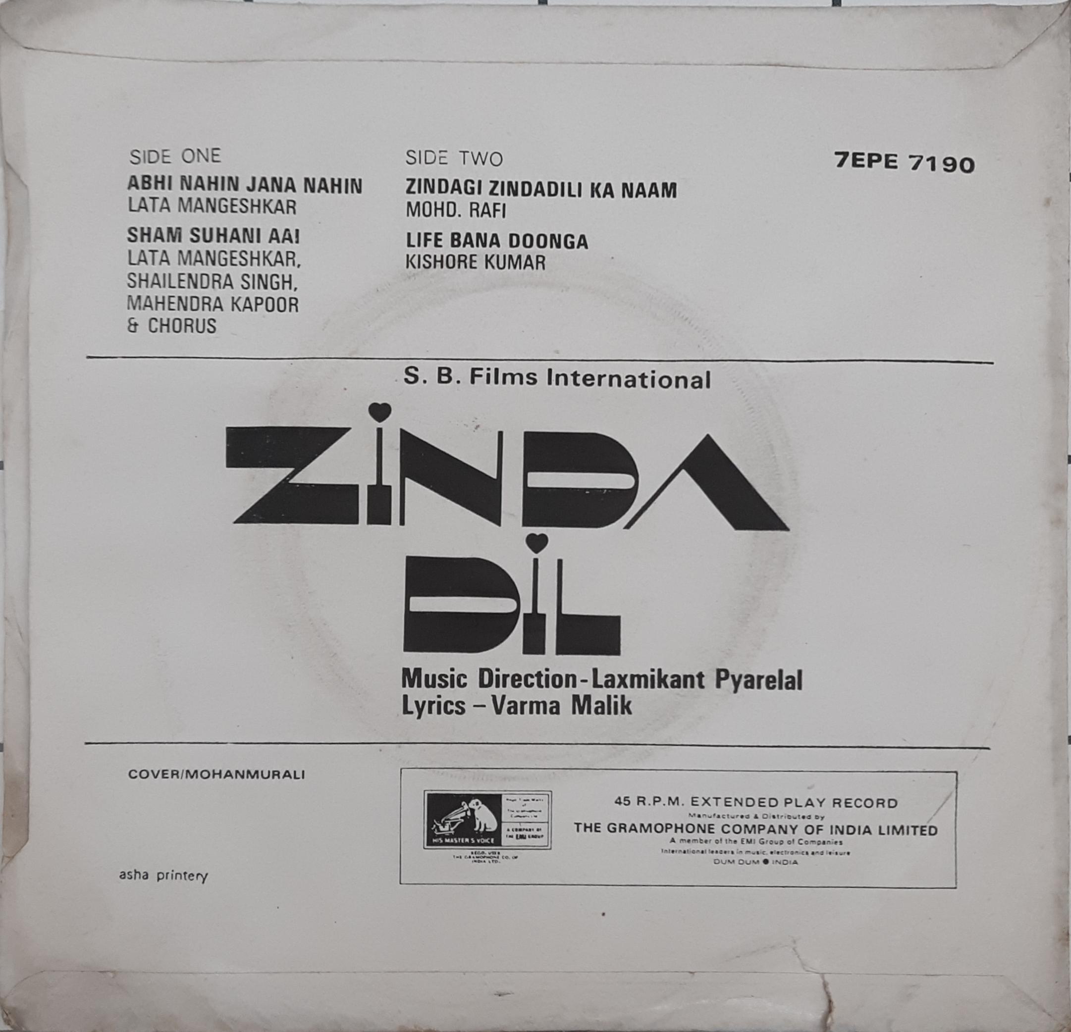 Laxmikant Pyarelal*  - Zinda Dil (45-RPM)