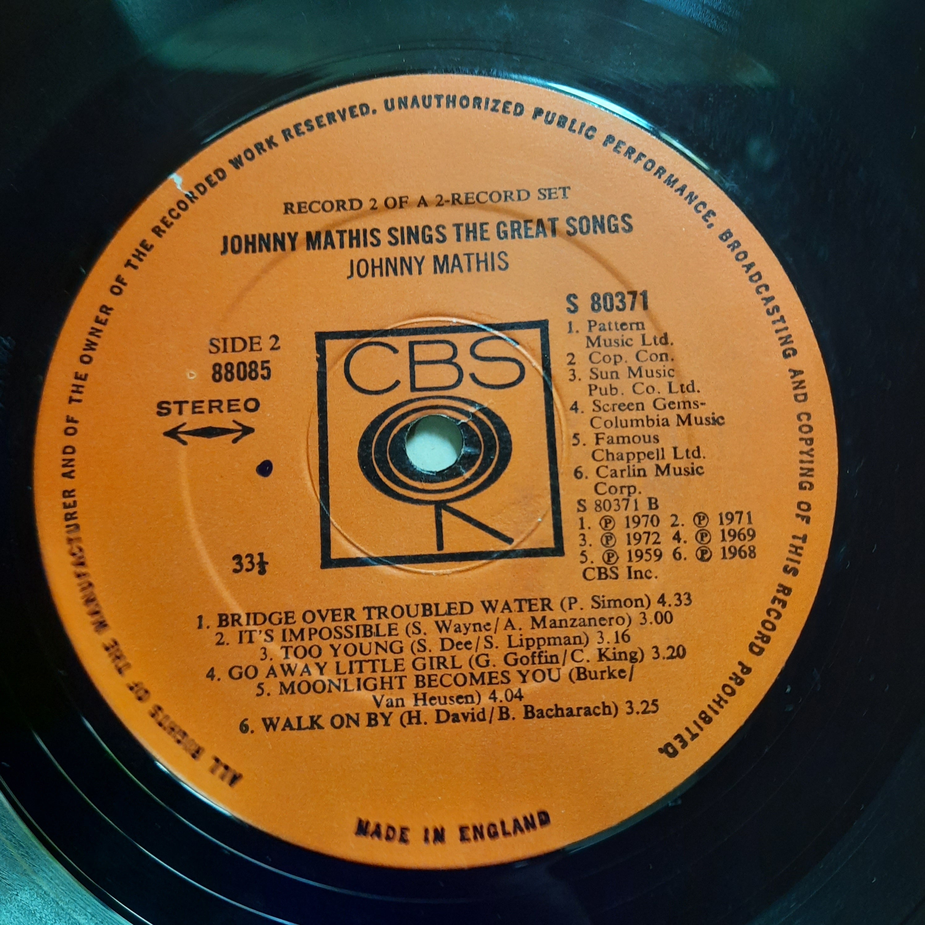 Johnny Mathis  - Johnny Mathis Sings The Great Songs (Vinyl)