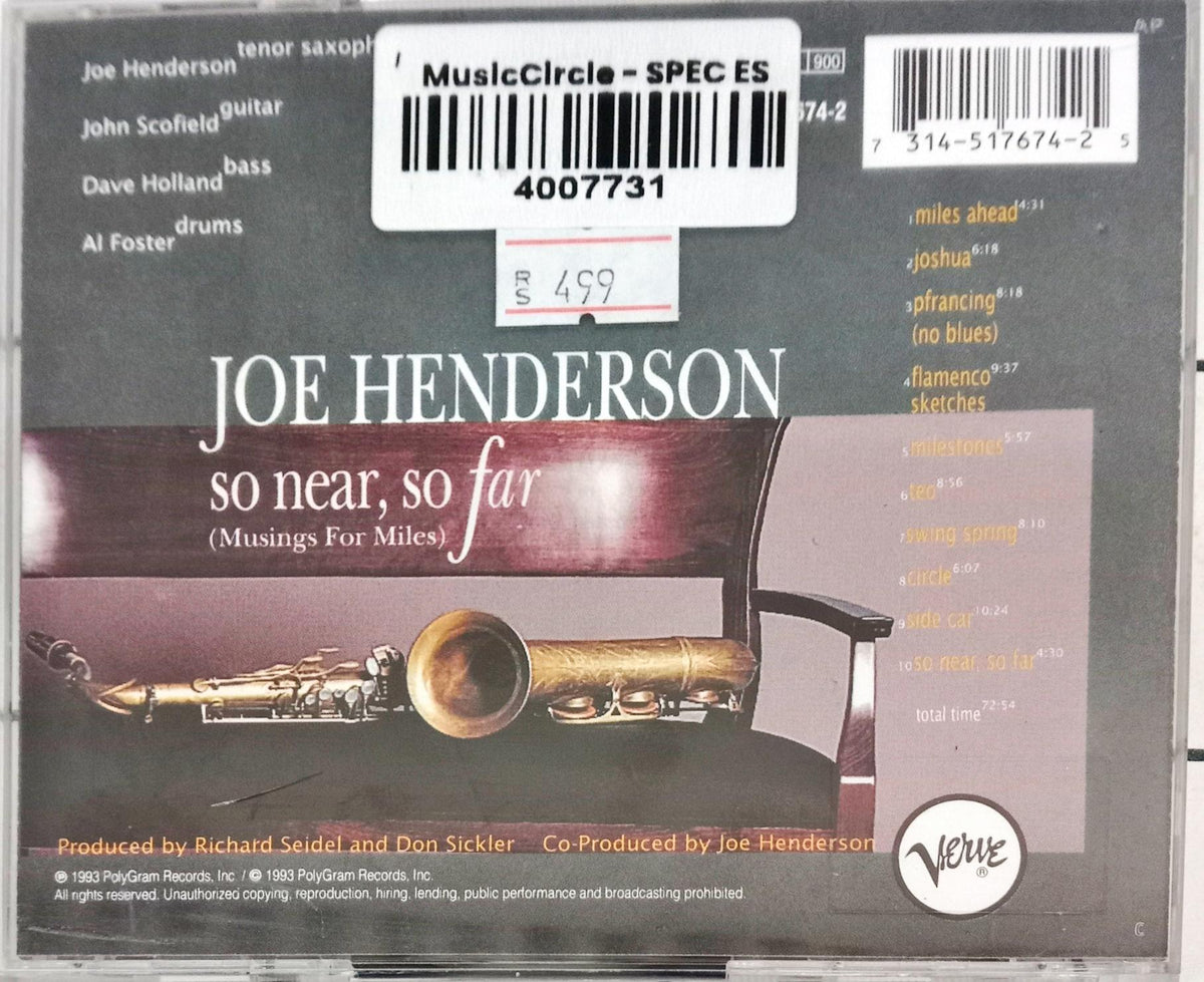 Joe Henderson - So Near, So Far (Musings For Miles) (CD)